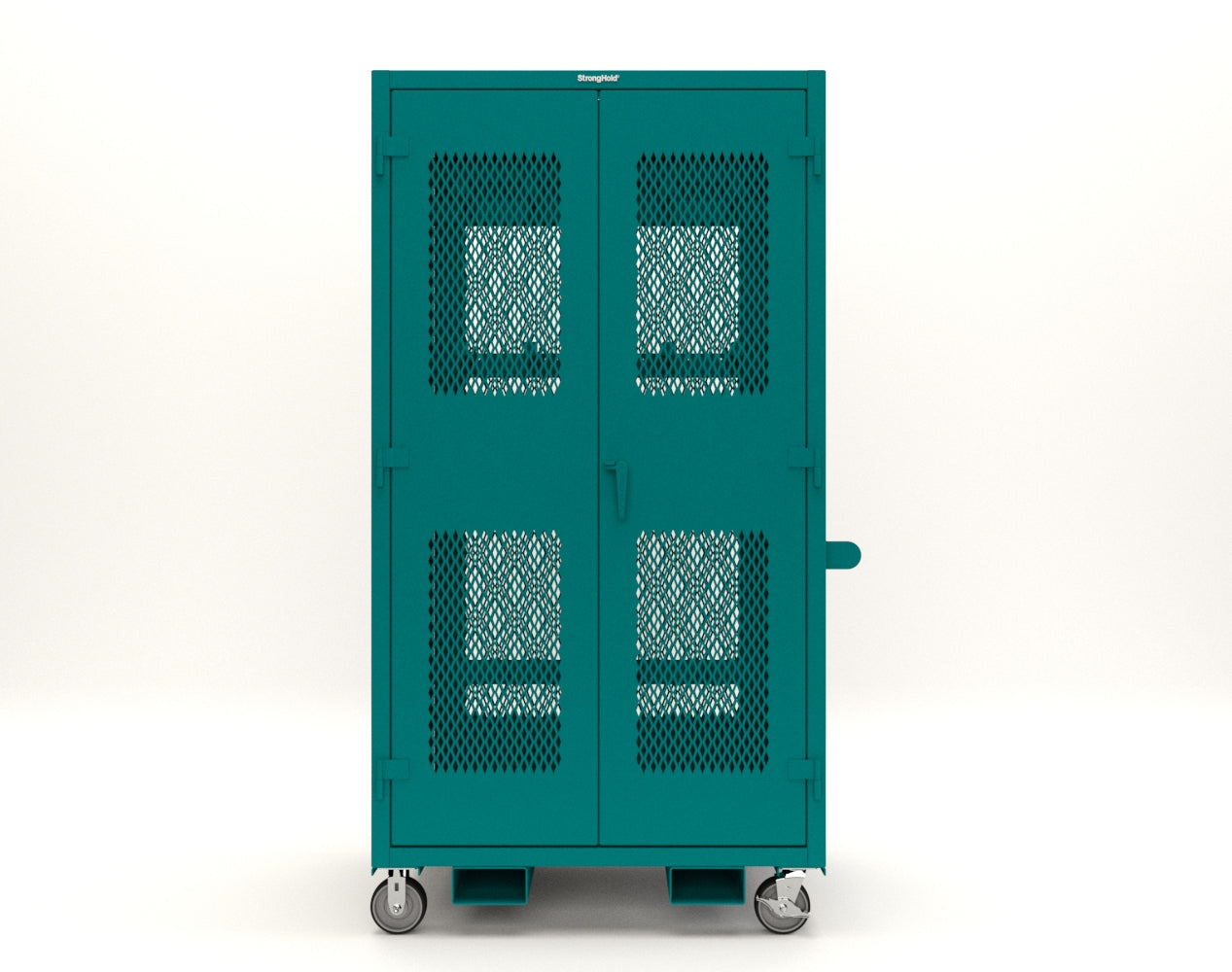 Extreme Duty 12 GA Mobile Rigging Cabinet with Ventilated Doors with Short & Long Hangers – 48 in. W x 36 in. D x 92 in. H - 47-VBS-360-24H-DBS-FLP-CA-5021