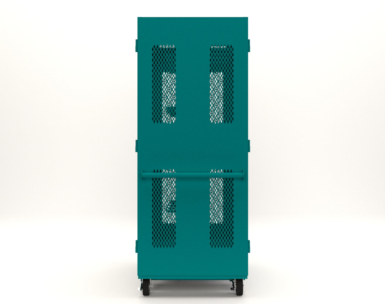 Extreme Duty 12 GA Mobile Rigging Cabinet with Ventilated Doors with Short & Long Hangers – 48 in. W x 36 in. D x 92 in. H - 47-VBS-360-24H-DBS-FLP-CA-5021