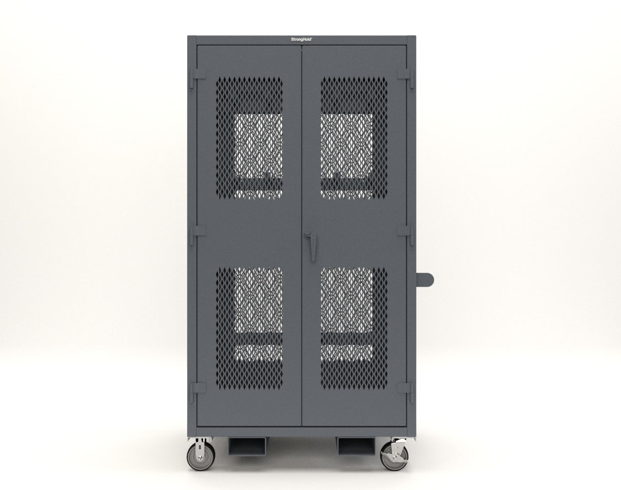 Extreme Duty 12 GA Mobile Rigging Cabinet with Ventilated Doors with Short & Long Hangers – 48 in. W x 36 in. D x 92 in. H - 47-VBS-360-24H-DBS-FLP-CA-7024