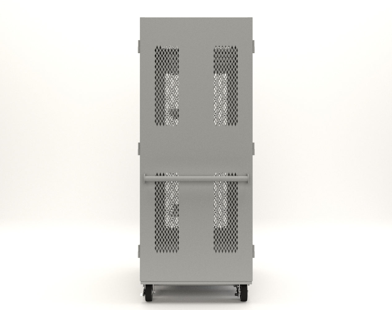 Extreme Duty 12 GA Mobile Rigging Cabinet with Ventilated Doors with Short & Long Hangers – 48 in. W x 36 in. D x 92 in. H - 47-VBS-360-24H-DBS-FLP-CA-7037