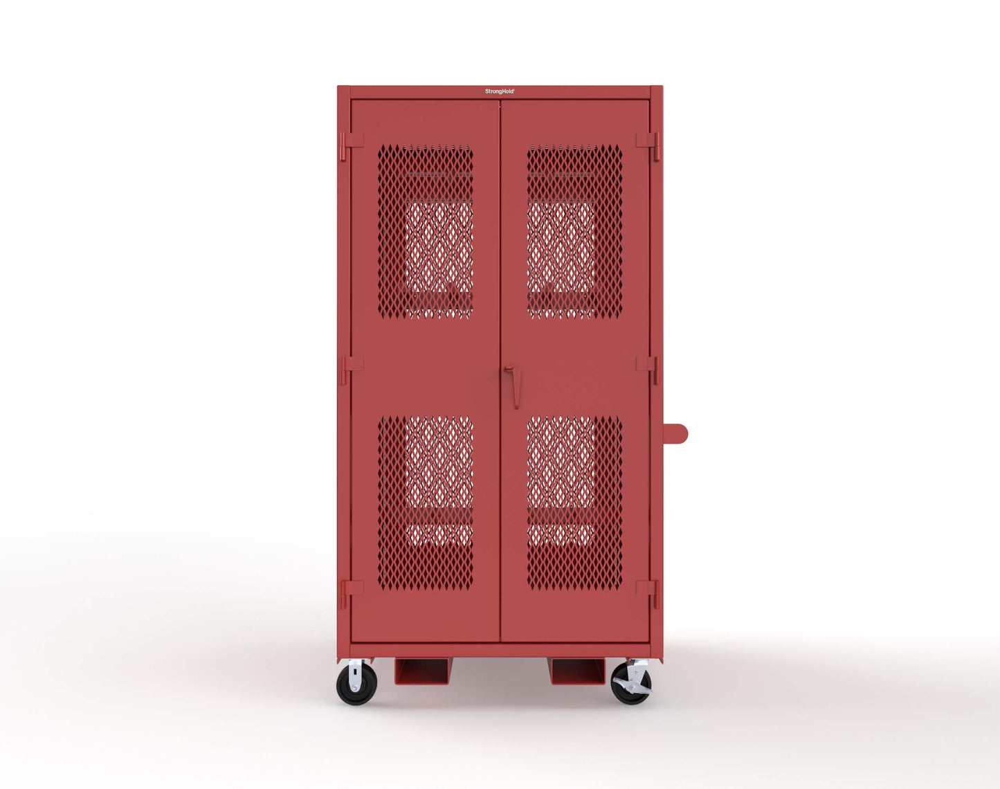 Extreme Duty 12 GA Mobile Rigging Cabinet with Ventilated Doors on Front & Back with Short & Long Hangers – 48 in. W x 36 in. D x 92 in. H - 47-VBS-360-24H-DBS-FLP-CA-3001