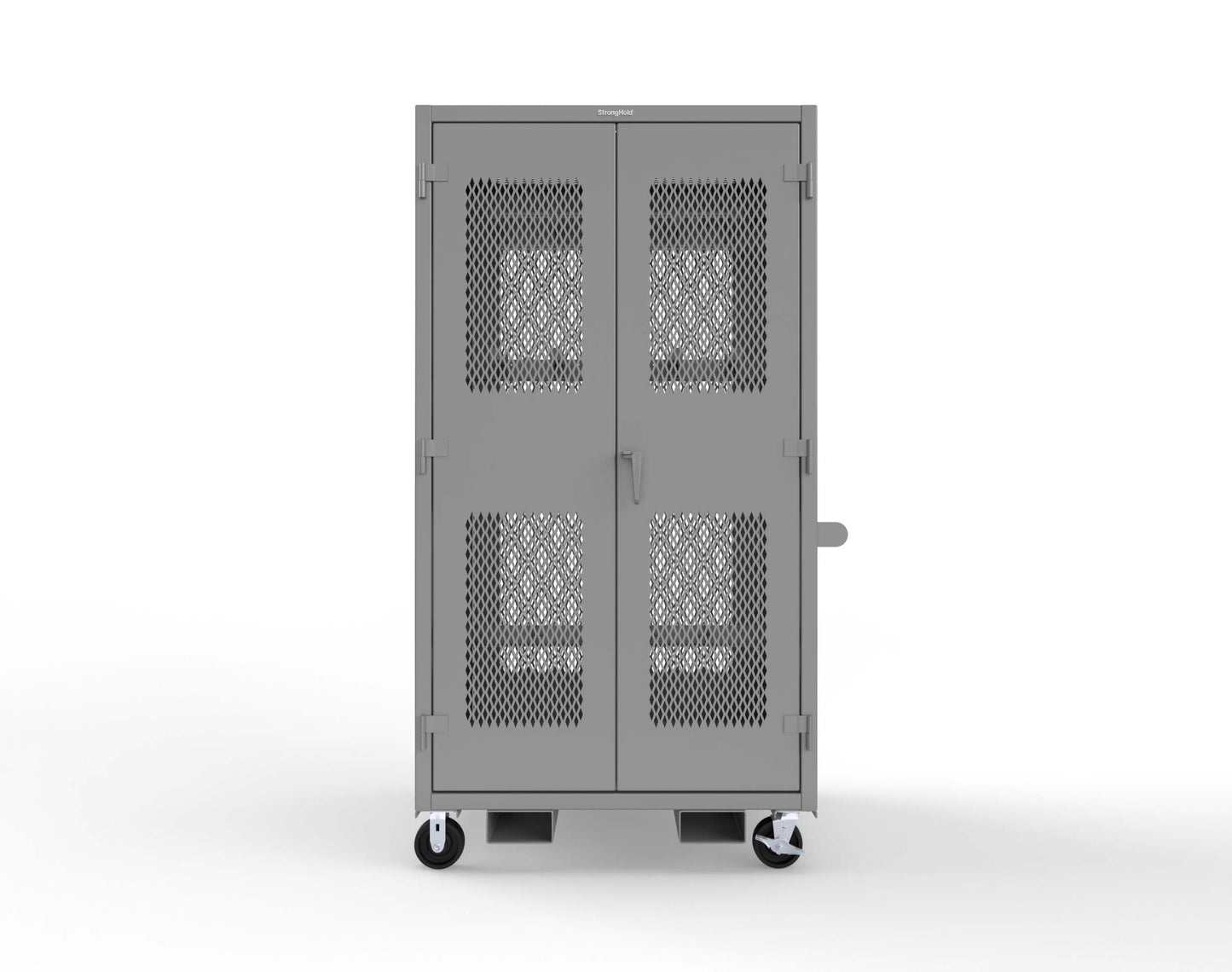Extreme Duty 12 GA Mobile Rigging Cabinet with Ventilated Doors on Front & Back with Short & Long Hangers – 48 in. W x 36 in. D x 92 in. H - 47-VBS-360-24H-DBS-FLP-CA-7037