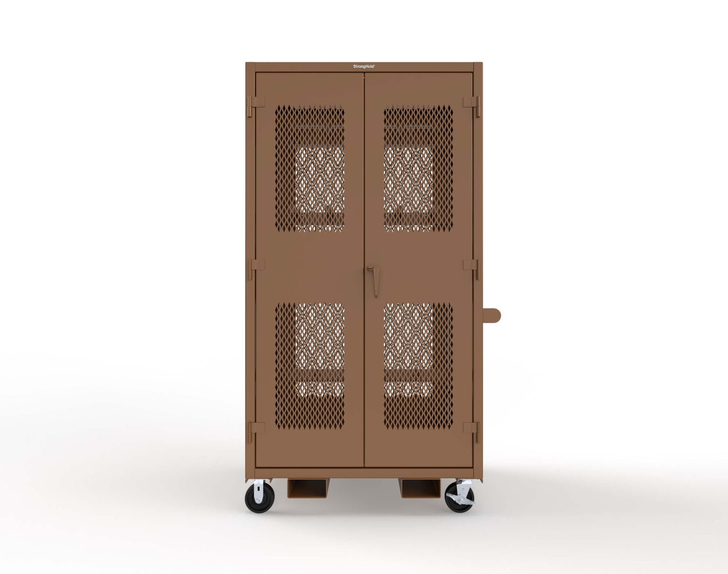 Extreme Duty 12 GA Mobile Rigging Cabinet with Ventilated Doors on Front & Back with Short & Long Hangers – 48 in. W x 36 in. D x 92 in. H - 47-VBS-360-24H-DBS-FLP-CA-8008