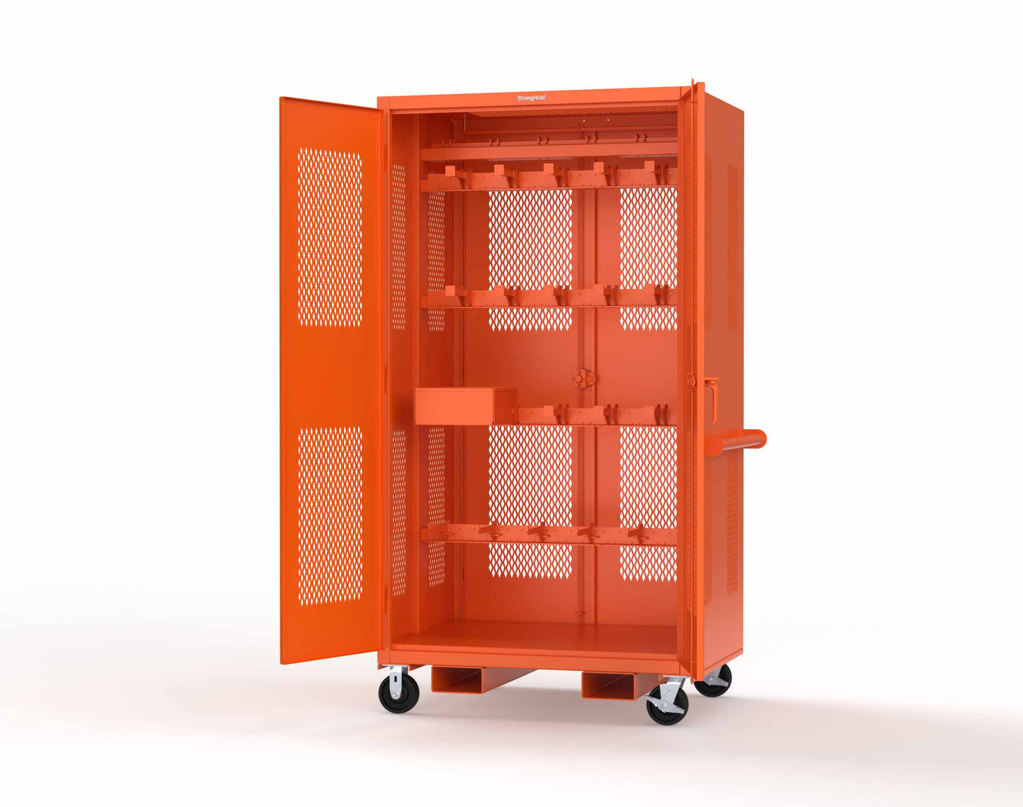 Extreme Duty 12 GA Mobile Rigging Cabinet with Ventilated Doors on Front & Back with Short & Long Hangers – 48 in. W x 36 in. D x 92 in. H - 47-VBS-360-24H-DBS-FLP-CA-2009