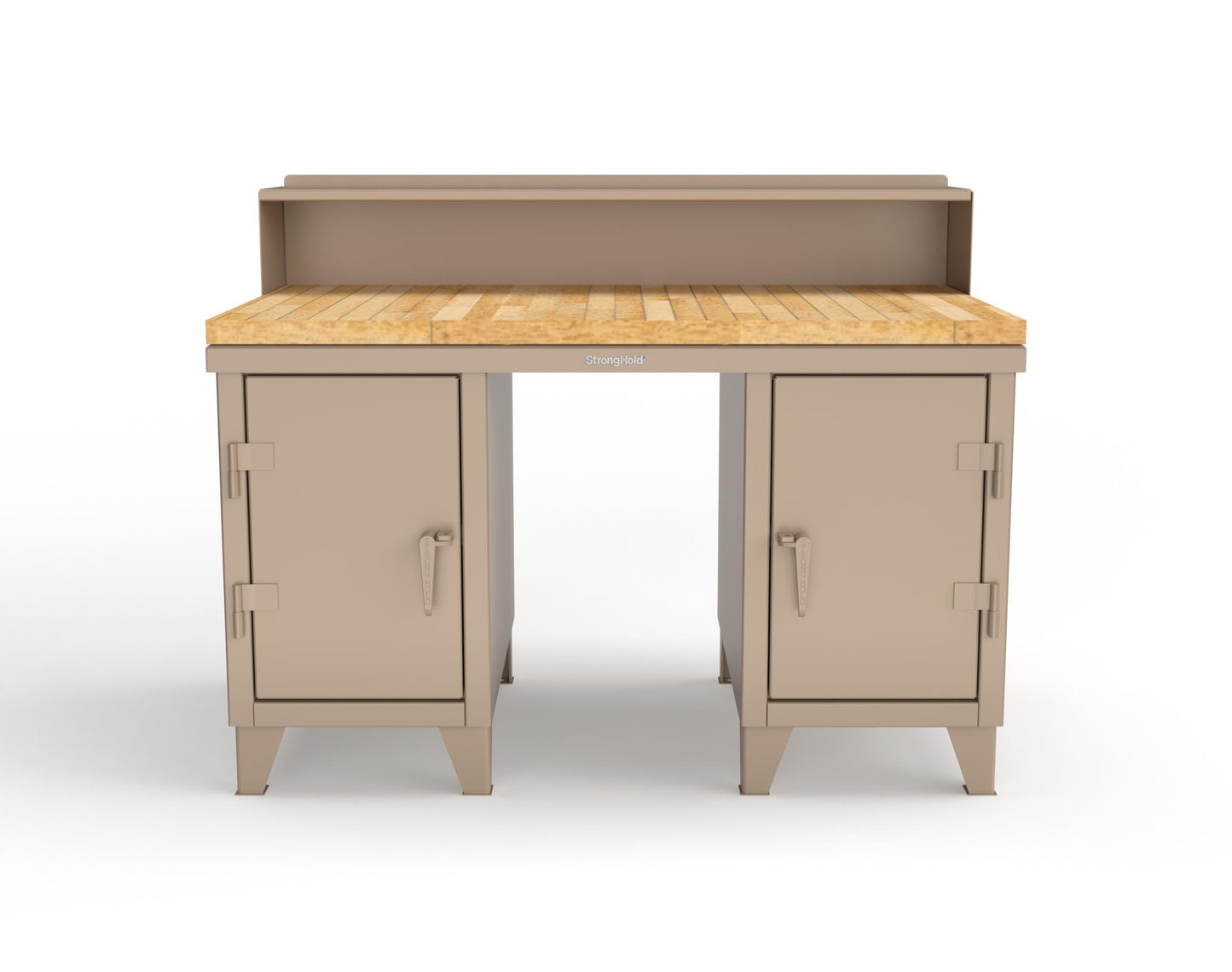 Extreme Duty 12 GA Shop Desk with 1 3/4 in. Maple Top, 4 Drawers, Riser Shelf - 60 In. W x 36 In. D x 48 In. H - 53.1-WS-360-4DB-MT-1019