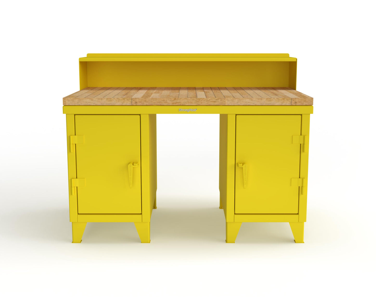 Extreme Duty 12 GA Shop Desk with 1 3/4 in. Maple Top, 4 Drawers, Riser Shelf - 60 In. W x 36 In. D x 48 In. H - 53.1-WS-360-4DB-MT-1021