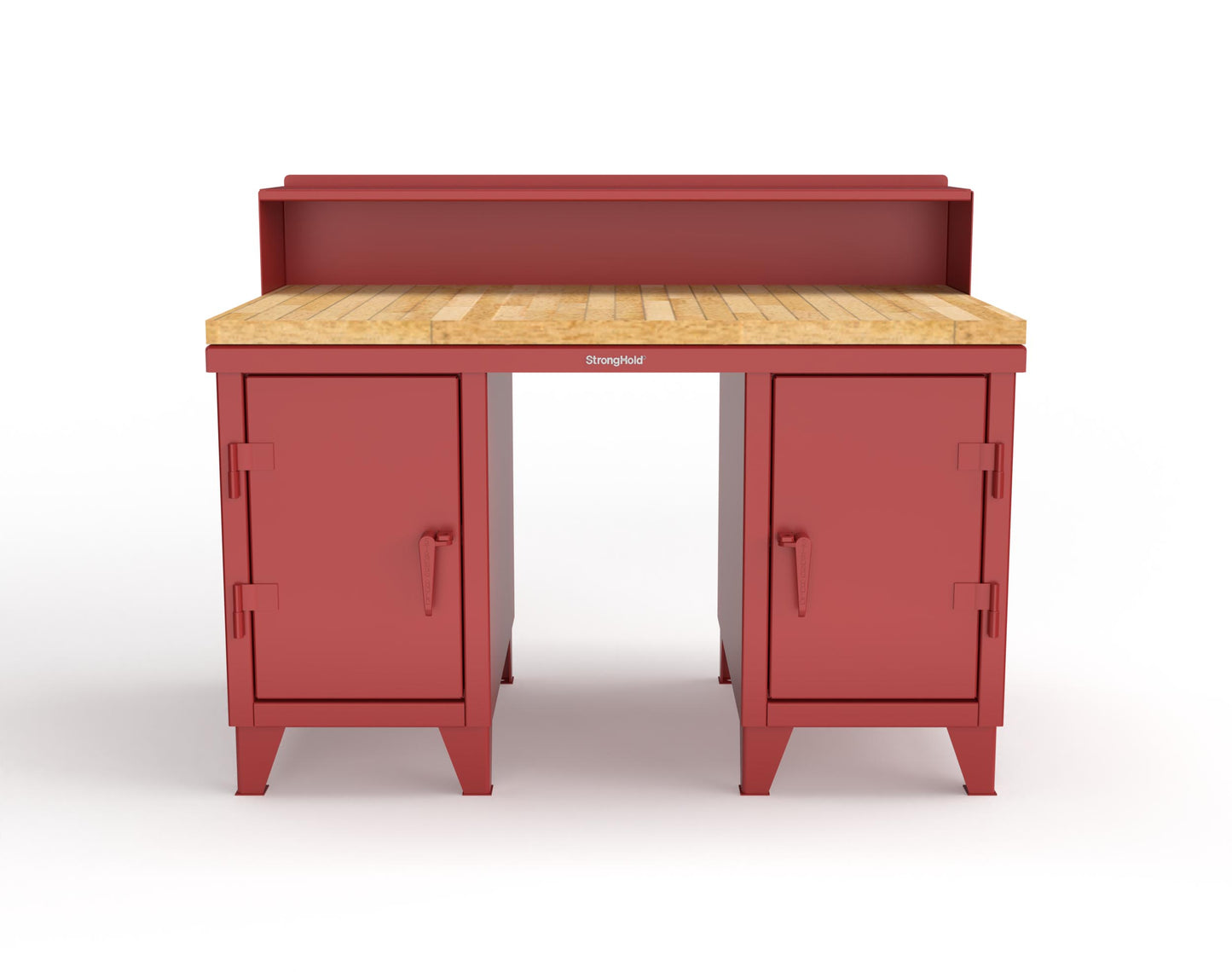 Extreme Duty 12 GA Shop Desk with 1 3/4 in. Maple Top, 4 Drawers, Riser Shelf - 60 In. W x 36 In. D x 48 In. H - 53.1-WS-360-4DB-MT-3001