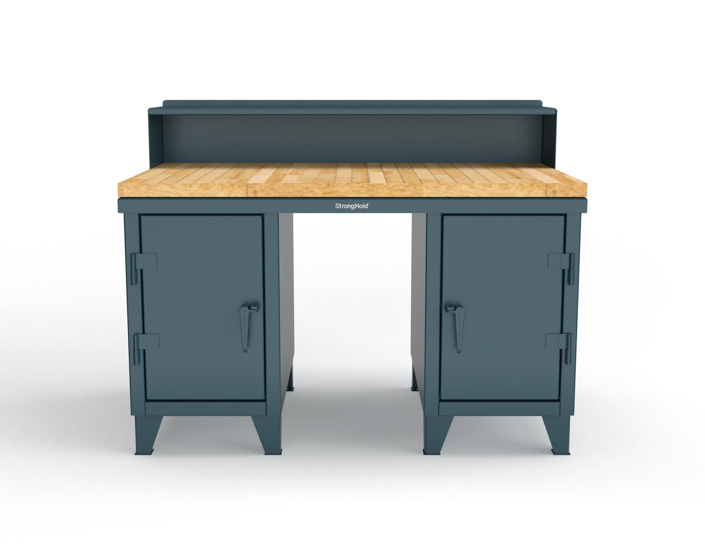 Extreme Duty 12 GA Shop Desk with 1 3/4 in. Maple Top, 4 Drawers, Riser Shelf - 60 In. W x 36 In. D x 48 In. H - 53.1-WS-360-4DB-MT-5001
