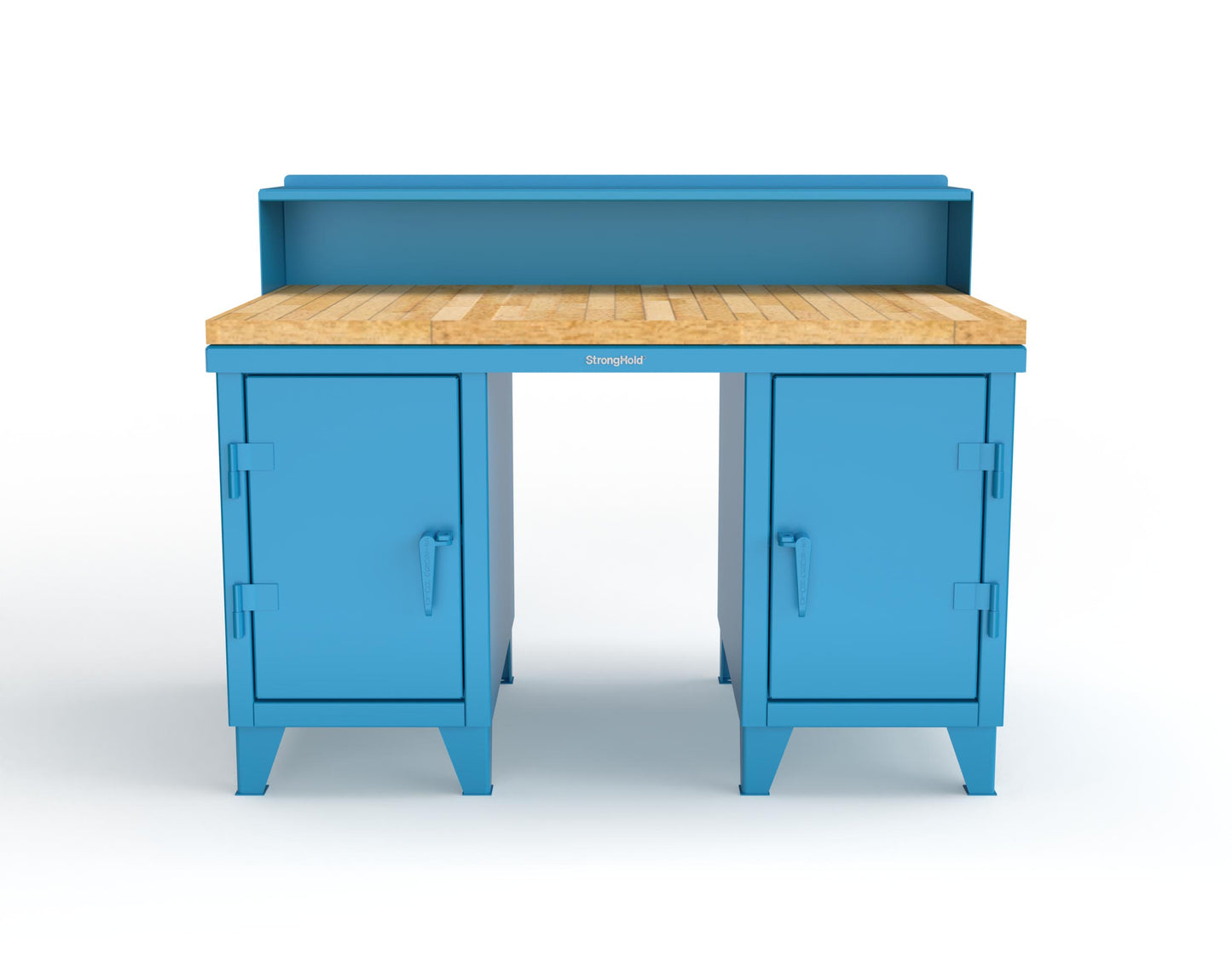 Extreme Duty 12 GA Shop Desk with 1 3/4 in. Maple Top, 4 Drawers, Riser Shelf - 60 In. W x 36 In. D x 48 In. H - 53.1-WS-360-4DB-MT-5012