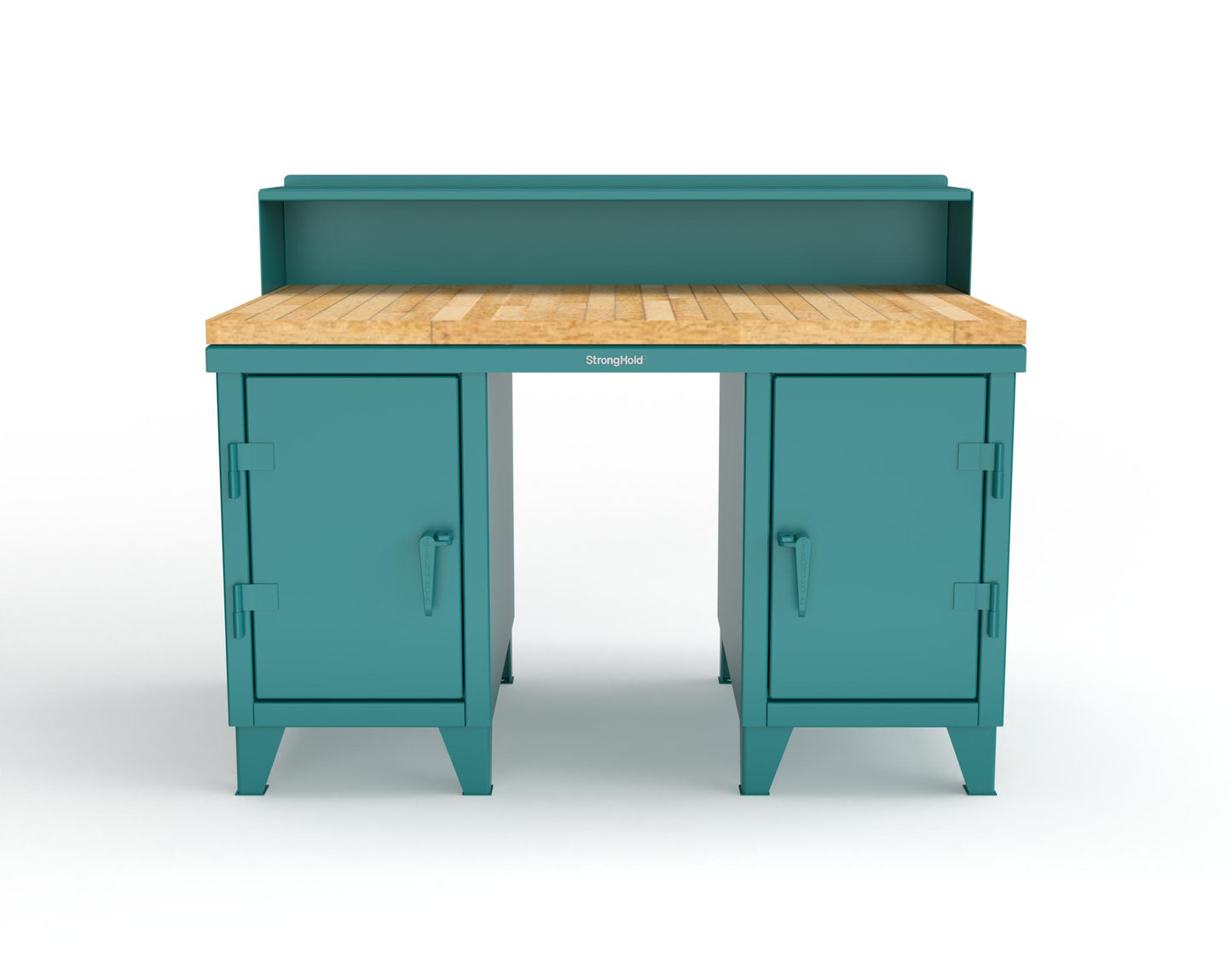 Extreme Duty 12 GA Shop Desk with 1 3/4 in. Maple Top, 4 Drawers, Riser Shelf - 60 In. W x 36 In. D x 48 In. H - 53.1-WS-360-4DB-MT-5021