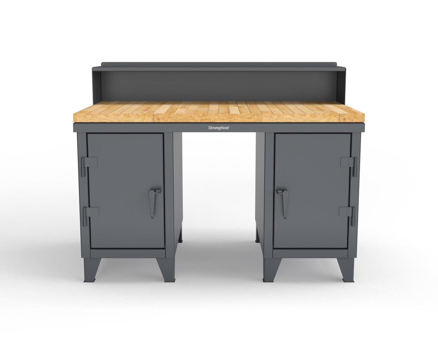 Extreme Duty 12 GA Shop Desk with 1 3/4 in. Maple Top, 4 Drawers, Riser Shelf - 60 In. W x 36 In. D x 48 In. H - 53.1-WS-360-4DB-MT-7024