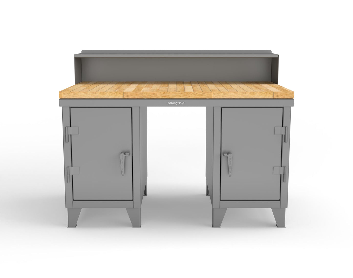 Extreme Duty 12 GA Shop Desk with 1 3/4 in. Maple Top, 4 Drawers, Riser Shelf - 60 In. W x 36 In. D x 48 In. H - 53.1-WS-360-4DB-MT-7037