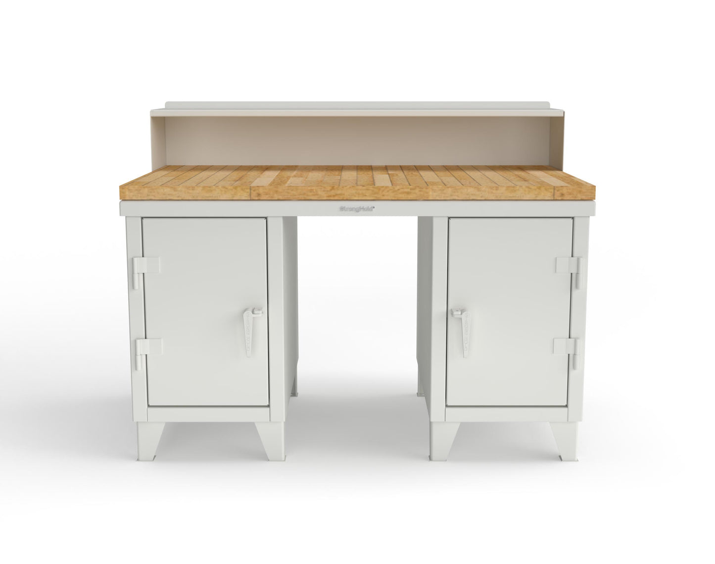 Extreme Duty 12 GA Shop Desk with 1 3/4 in. Maple Top, 4 Drawers, Riser Shelf - 60 In. W x 36 In. D x 48 In. H - 53.1-WS-360-4DB-MT-9003