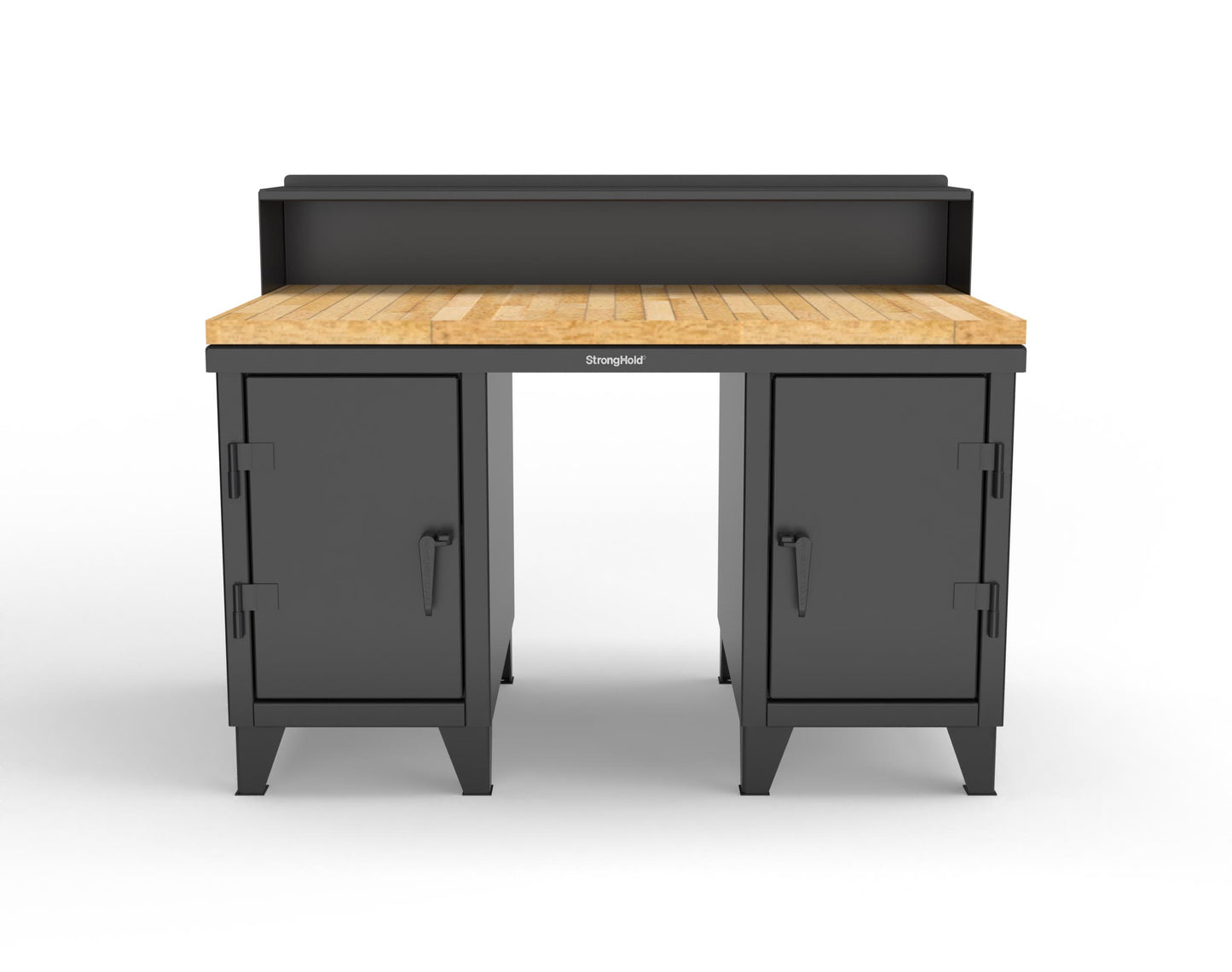 Extreme Duty 12 GA Shop Desk with 1 3/4 in. Maple Top, 4 Drawers, Riser Shelf - 60 In. W x 36 In. D x 48 In. H - 53.1-WS-360-4DB-MT-9005