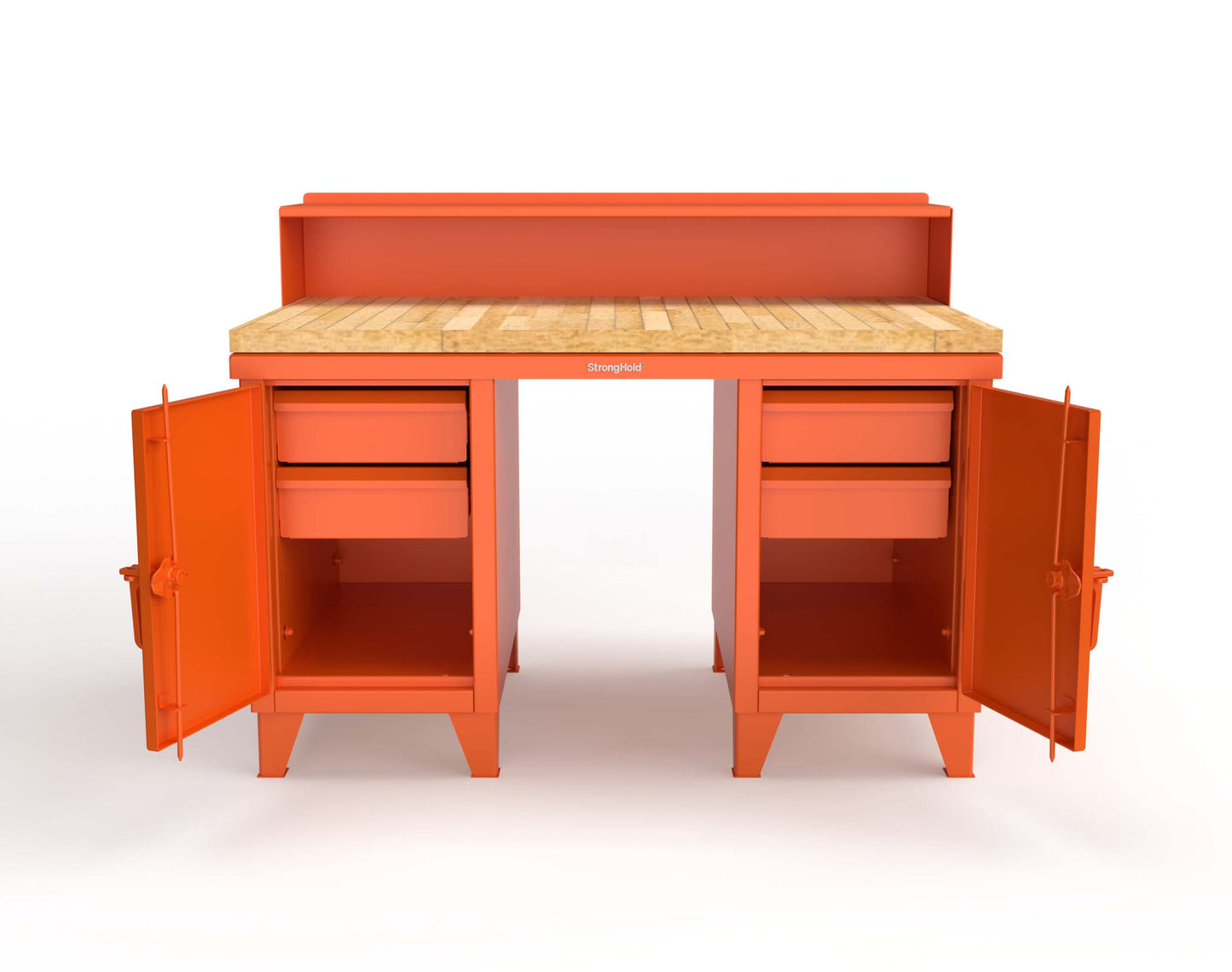 Extreme Duty 12 GA Shop Desk with 1 3/4 in. Maple Top, 4 Drawers, Riser Shelf - 60 In. W x 36 In. D x 48 In. H - 53.1-WS-360-4DB-MT-2009