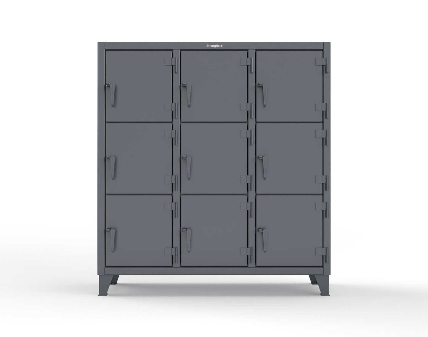 Extreme Duty 12 GA Triple-Tier Locker with 9 Compartments, 62 in. W x 18in. D x 68 in. H - 55-18-3TMT-7024