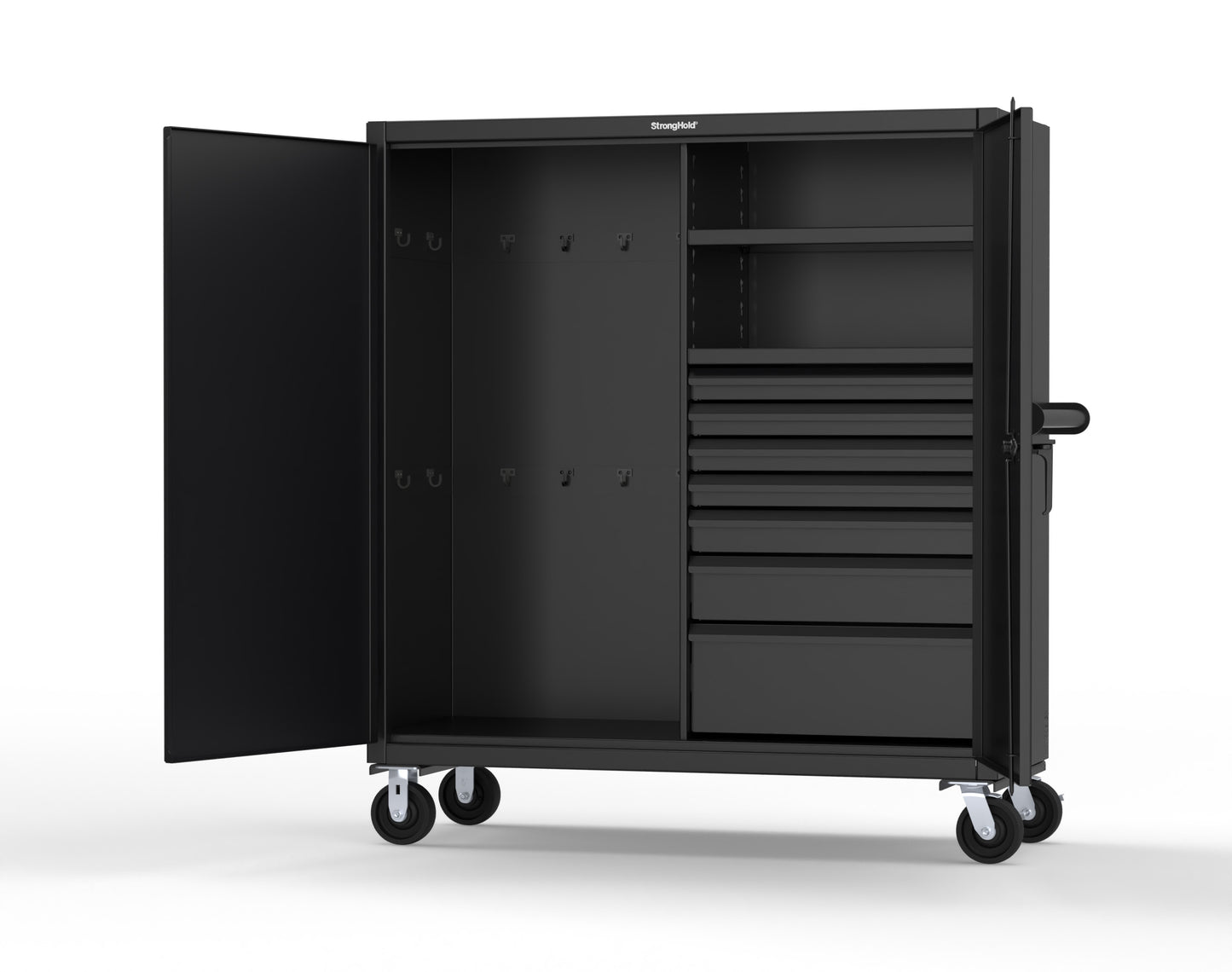 Extreme Duty 12 GA Mobile Rigging Cabinet with 7 Half-Width Drawers, 2 Shelves - 60 in. W x 24 in. D x 68 in. H - 55-242-7/5DB-CA-9005