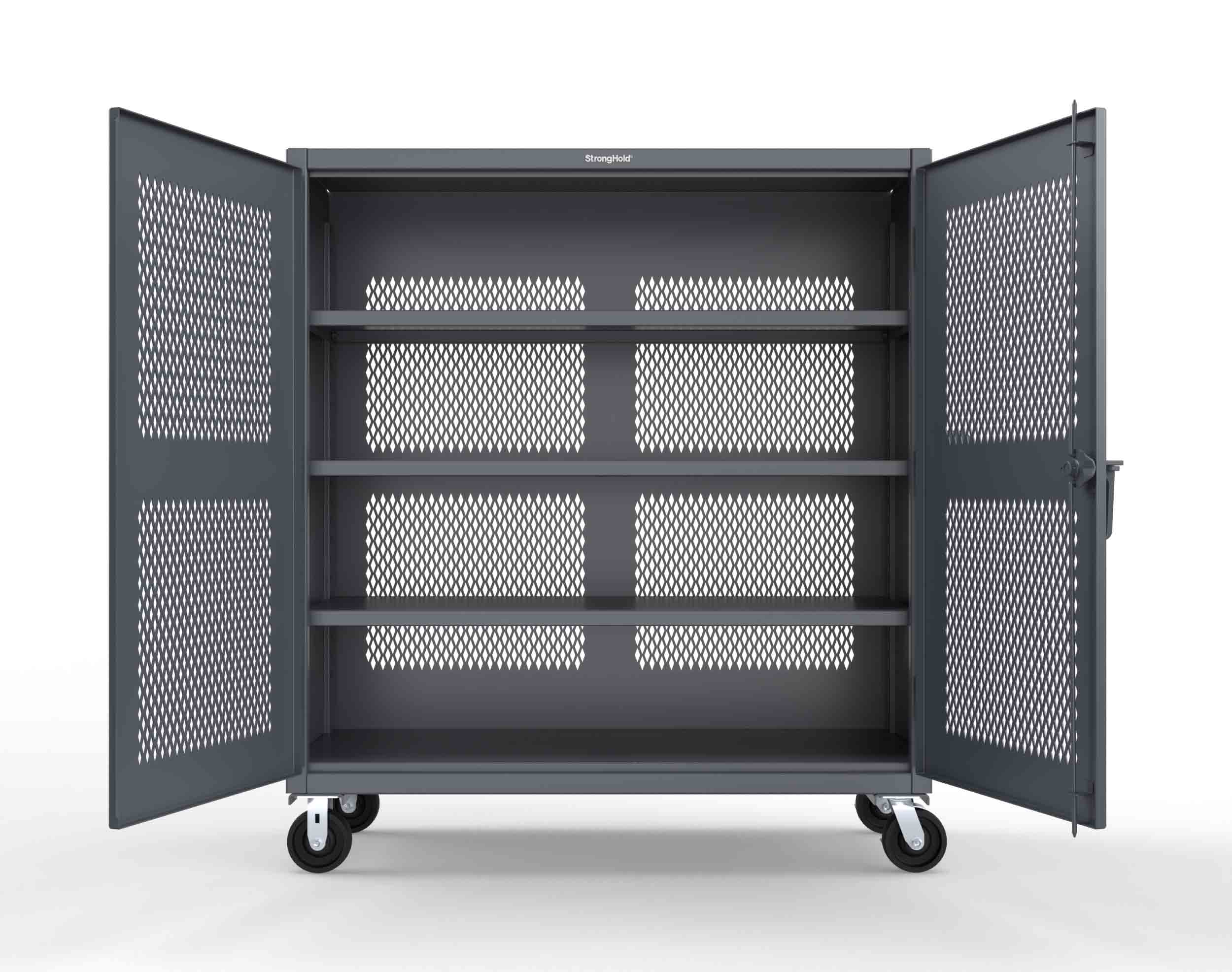 Extreme Duty 12 GA Fully-Ventilated Mobile Cabinet with 3 Shelves - 60 ...