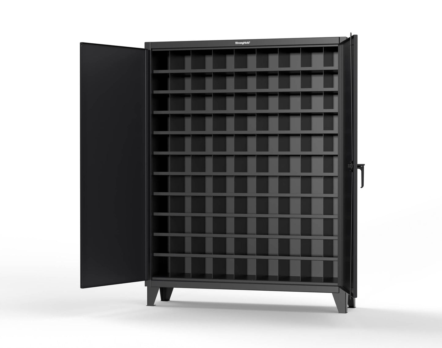 Extreme Duty 12 GA Cabinet with 99 Pigeonholes - 60 in. W x 16 in. D x 78 in. H - 56-1610-99OP-9005