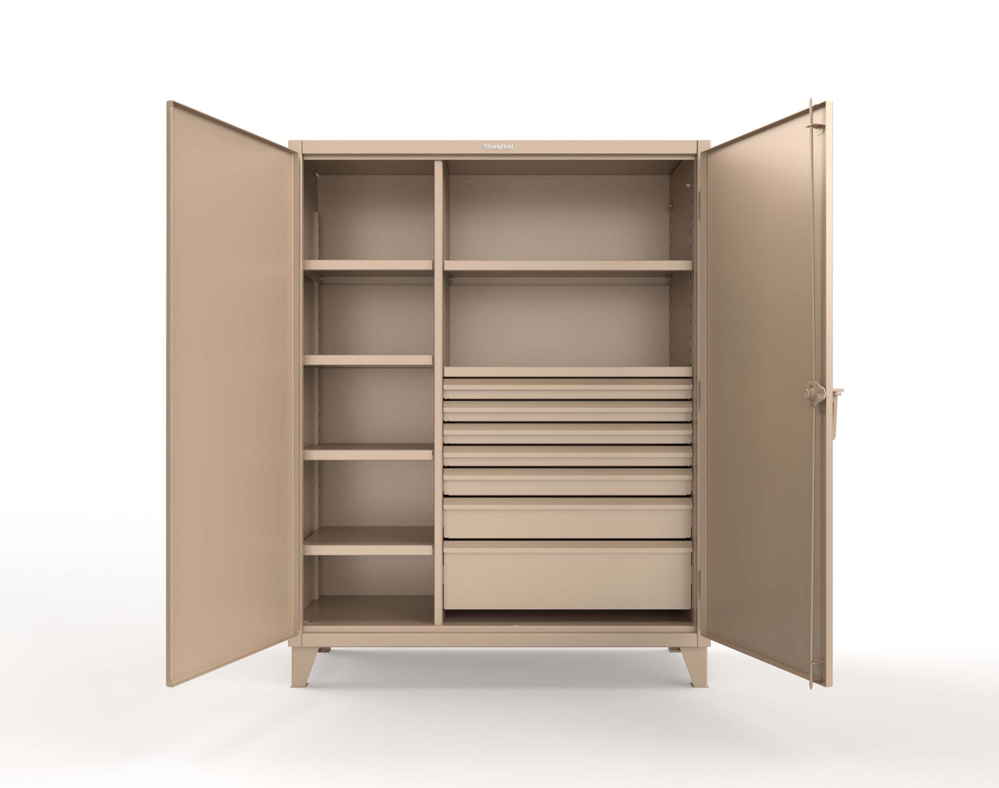 Extreme Duty 12 GA Cabinet with 7 Half-Width Drawers, 6 Shelves - 60 In. W x 24 In. D x 78 In. H - 56-246-7/5DB-1019