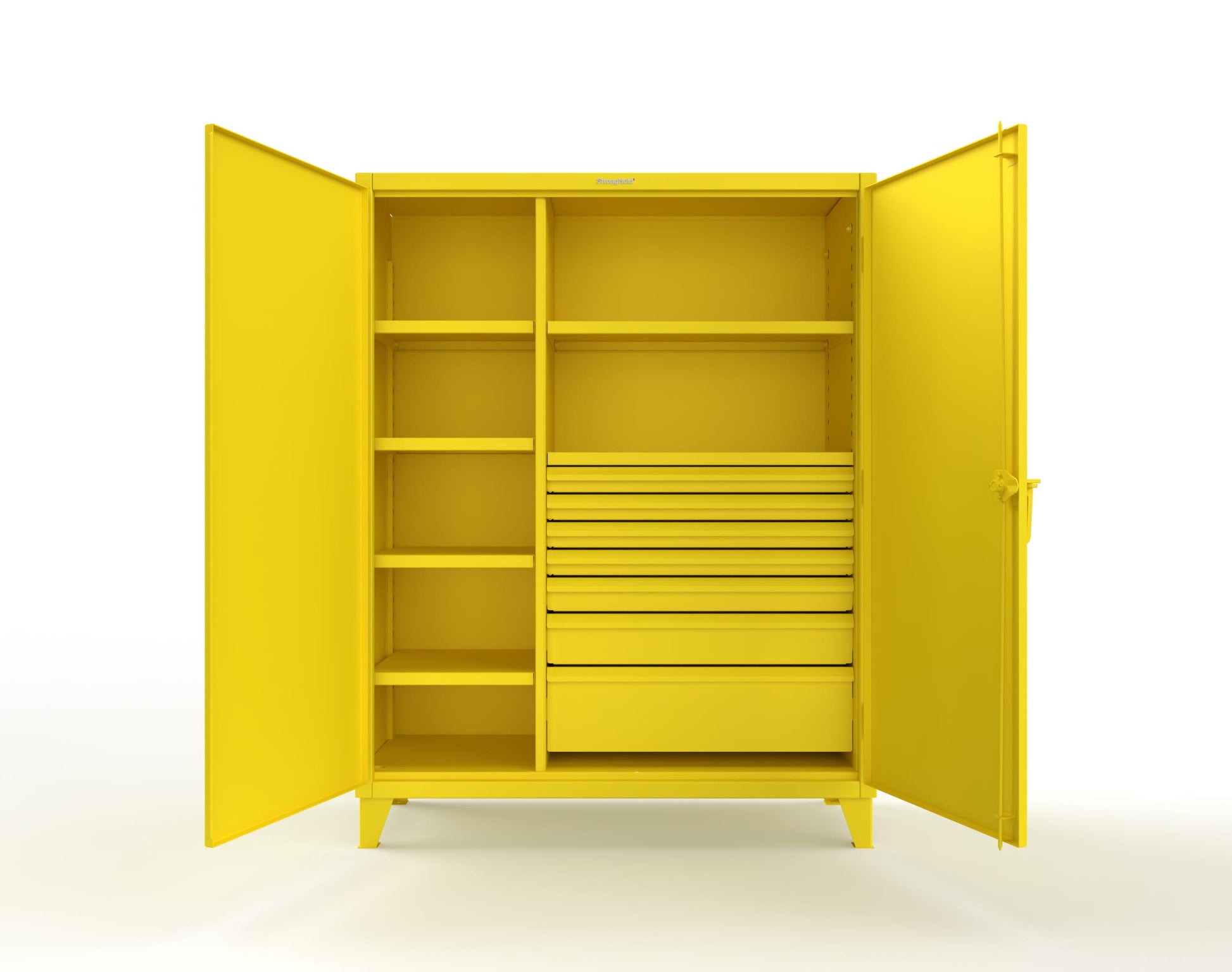 Extreme Duty 12 GA Cabinet with 7 Half-Width Drawers, 6 Shelves - 60 In. W x 24 In. D x 78 In. H - 56-246-7/5DB-1021