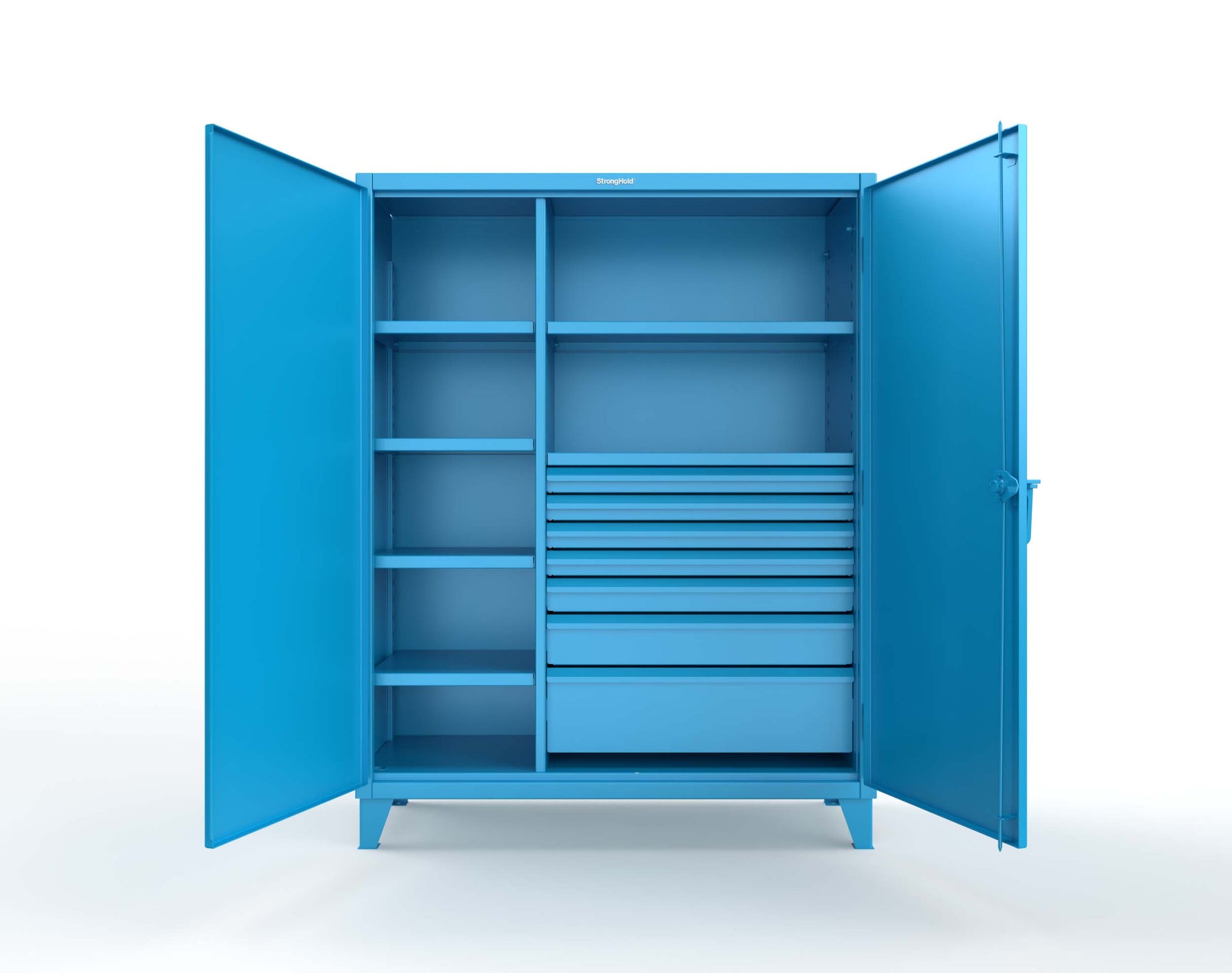 Extreme Duty 12 GA Cabinet with 7 Half-Width Drawers, 6 Shelves - 60 In. W x 24 In. D x 78 In. H - 56-246-7/5DB-5012