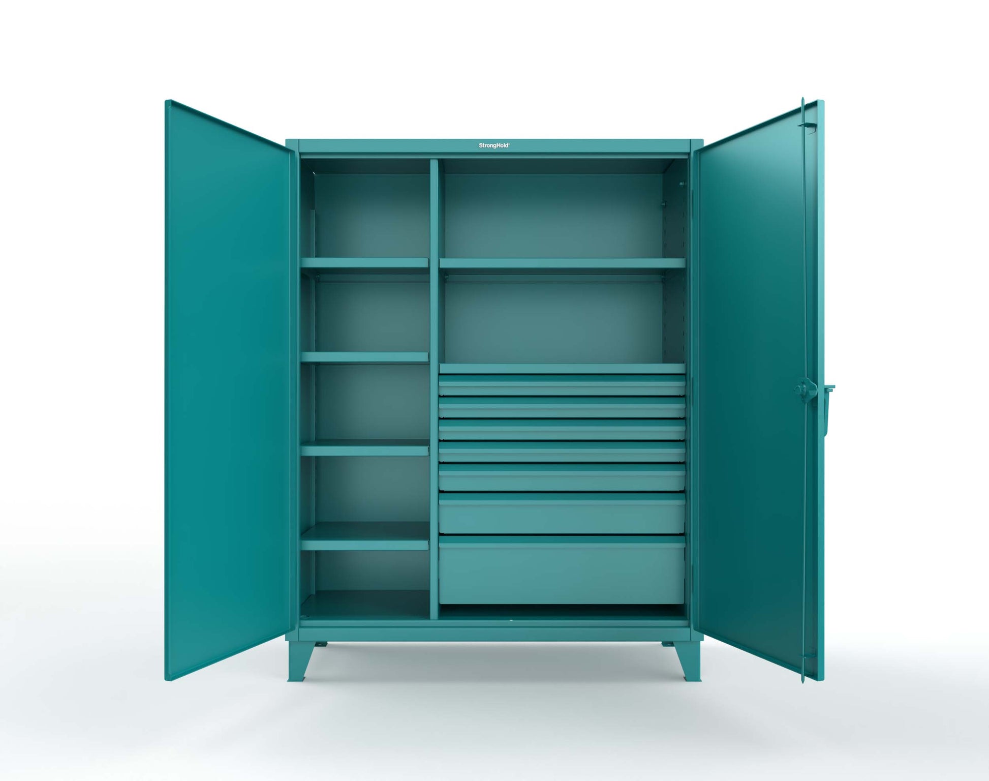 Extreme Duty 12 GA Cabinet with 7 Half-Width Drawers, 6 Shelves - 60 In. W x 24 In. D x 78 In. H - 56-246-7/5DB-5021