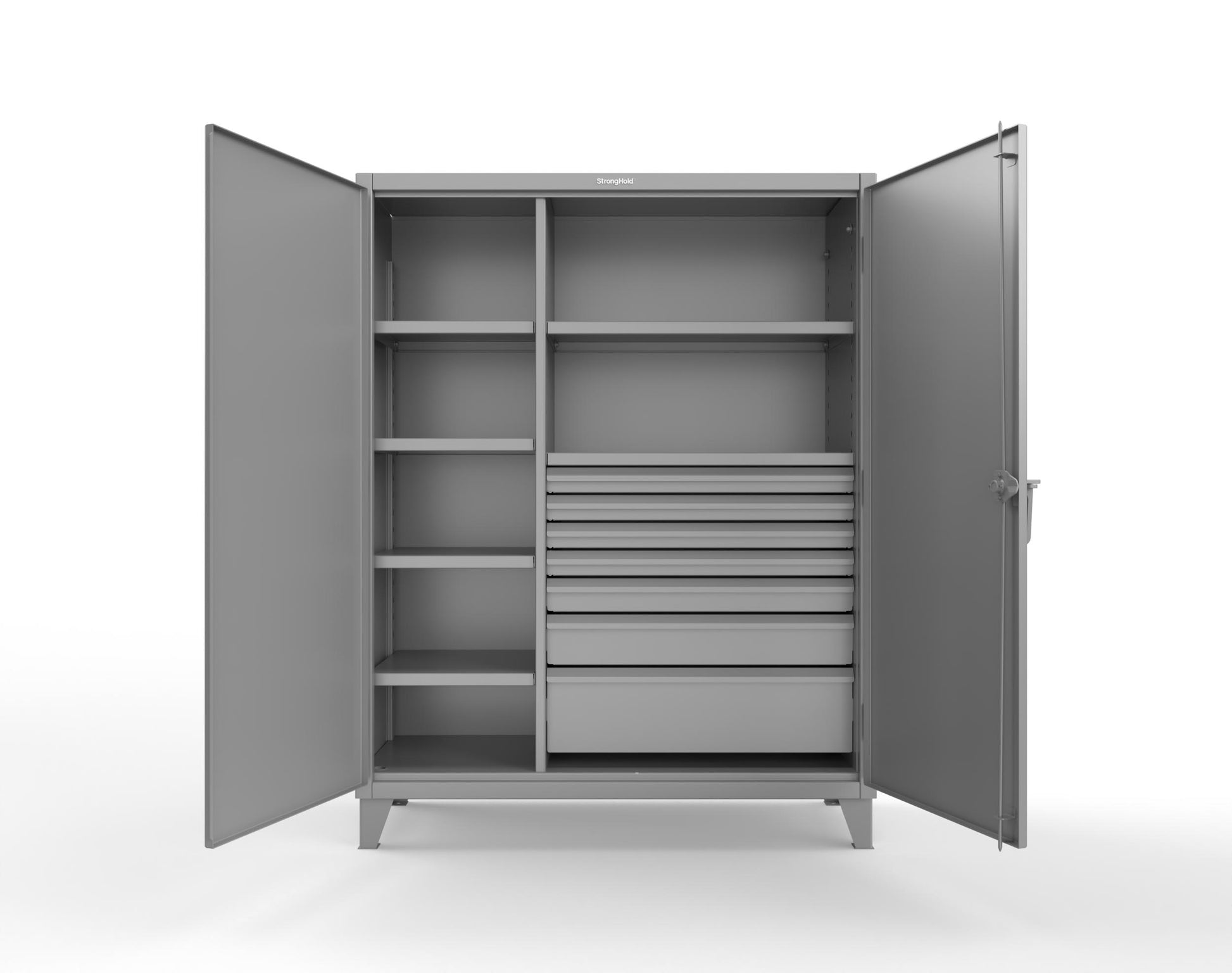 Extreme Duty 12 GA Cabinet with 7 Half-Width Drawers, 6 Shelves - 60 In. W x 24 In. D x 78 In. H - 56-246-7/5DB-7037