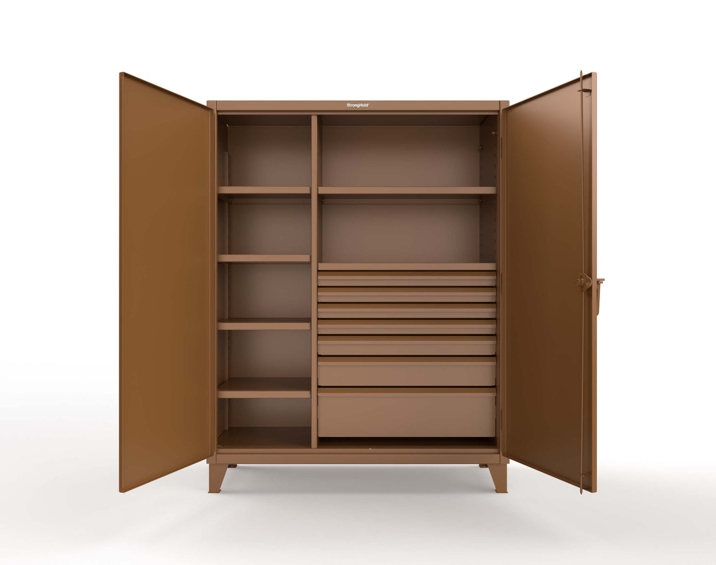 Extreme Duty 12 GA Cabinet with 7 Half-Width Drawers, 6 Shelves - 60 In. W x 24 In. D x 78 In. H - 56-246-7/5DB-8008