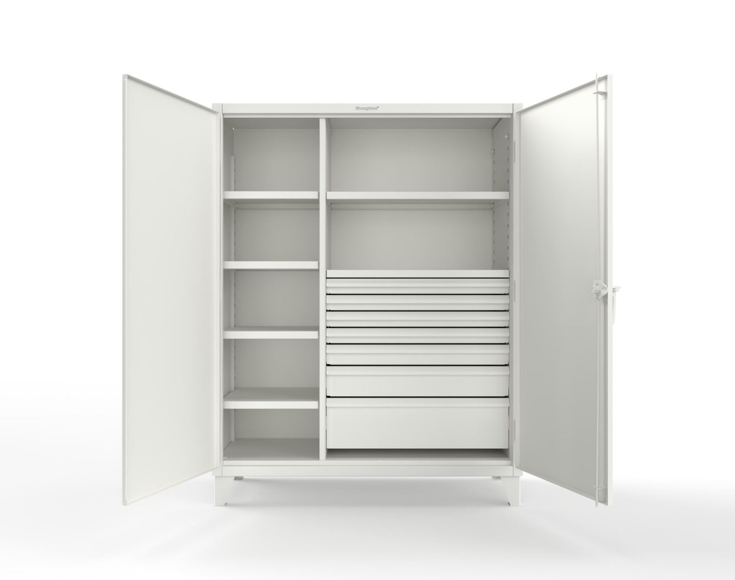 Extreme Duty 12 GA Cabinet with 7 Half-Width Drawers, 6 Shelves - 60 In. W x 24 In. D x 78 In. H - 56-246-7/5DB-9003