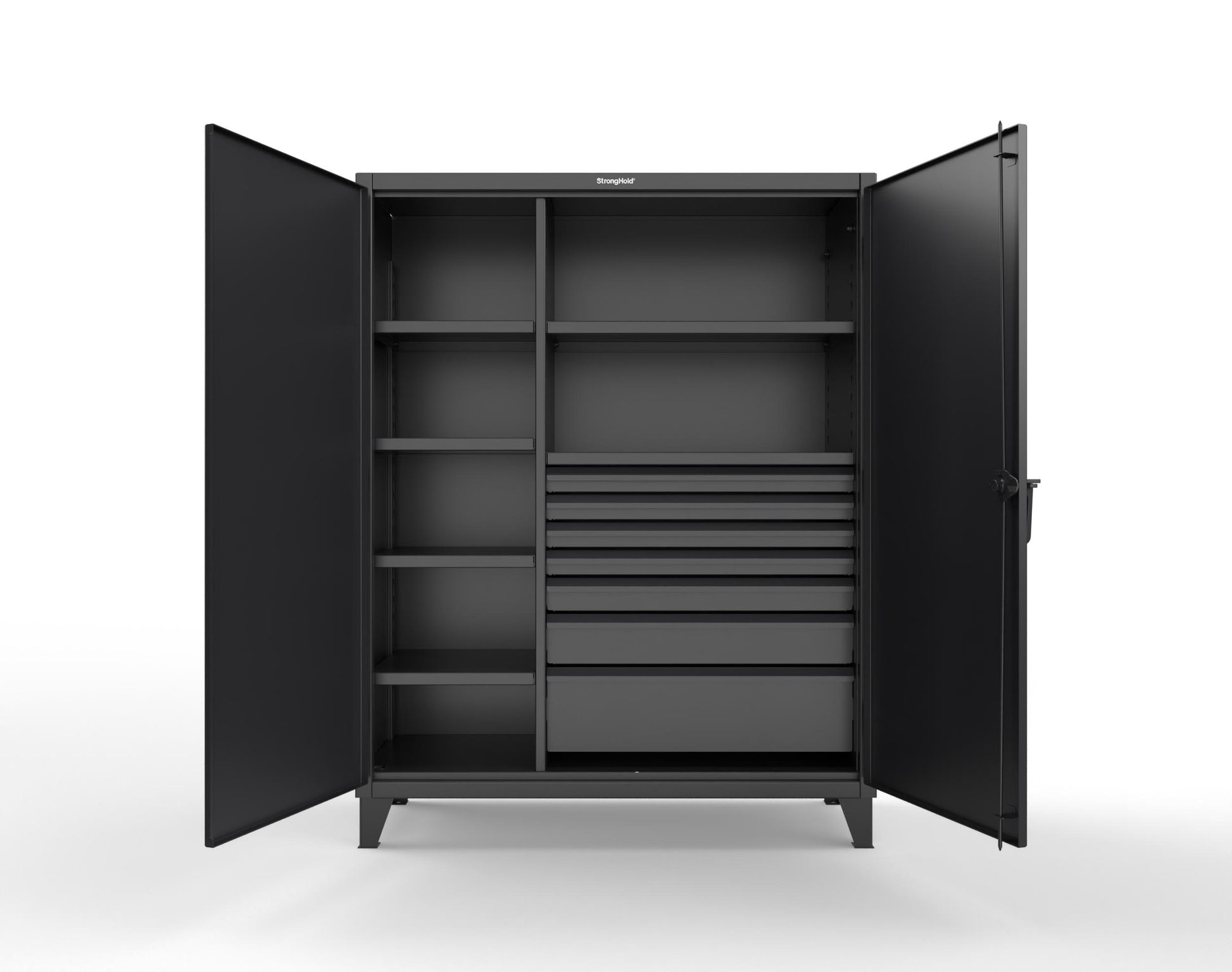 Extreme Duty 12 GA Cabinet with 7 Half-Width Drawers, 6 Shelves - 60 In. W x 24 In. D x 78 In. H - 56-246-7/5DB-9005