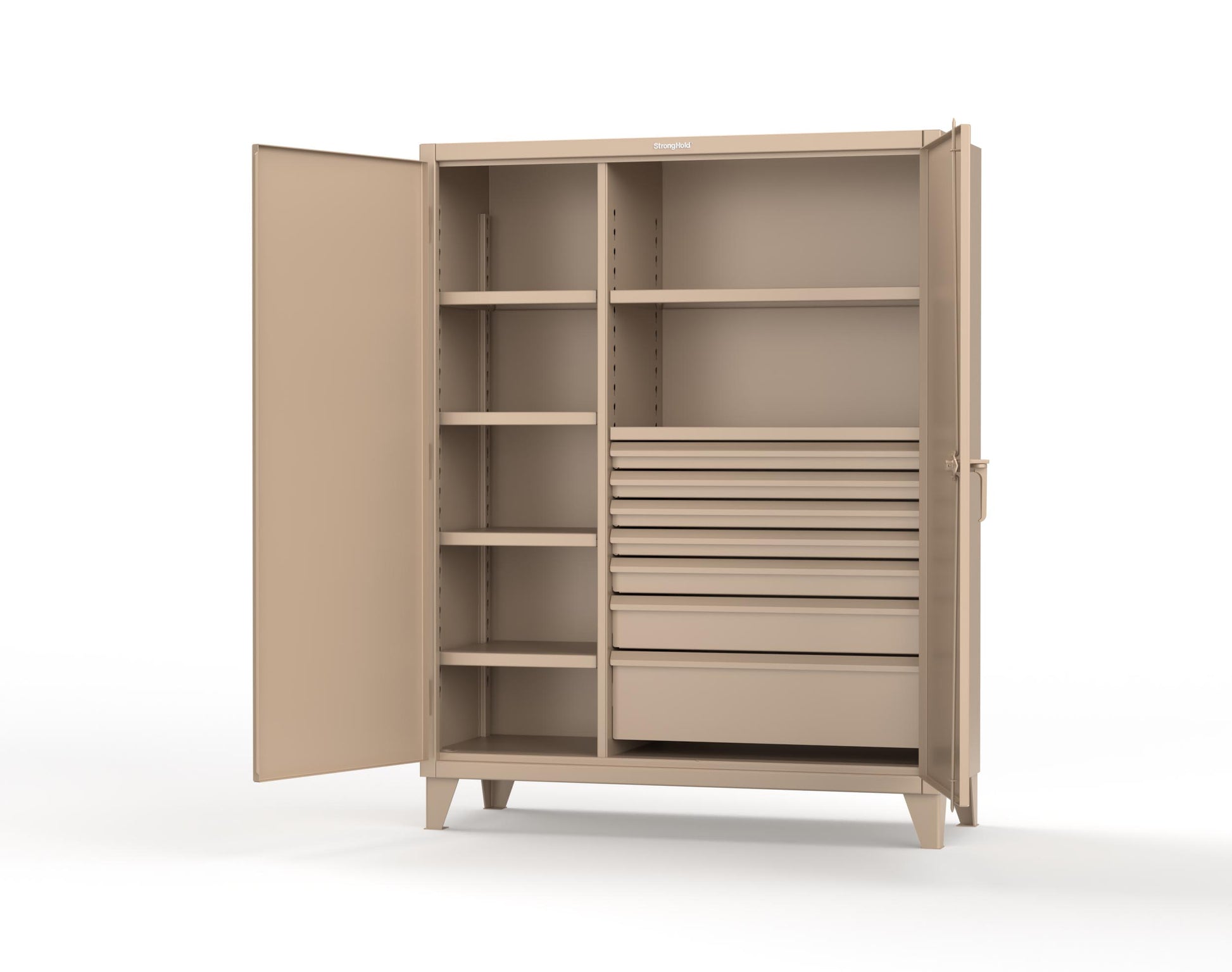 Extreme Duty 12 GA Cabinet with 7 Half-Width Drawers, 6 Shelves - 60 In. W x 24 In. D x 78 In. H - 56-246-7/5DB-1019