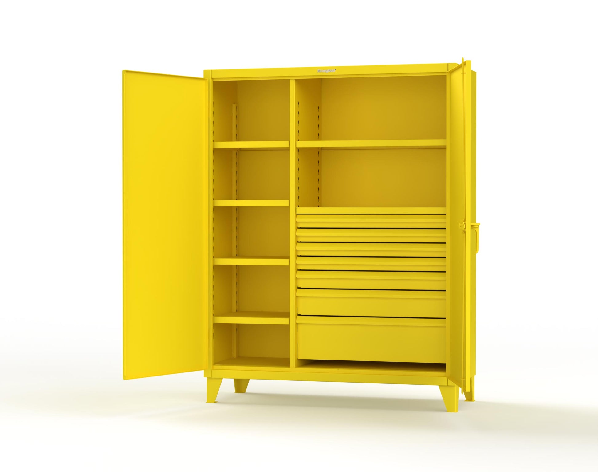 Extreme Duty 12 GA Cabinet with 7 Half-Width Drawers, 6 Shelves - 60 In. W x 24 In. D x 78 In. H - 56-246-7/5DB-1021