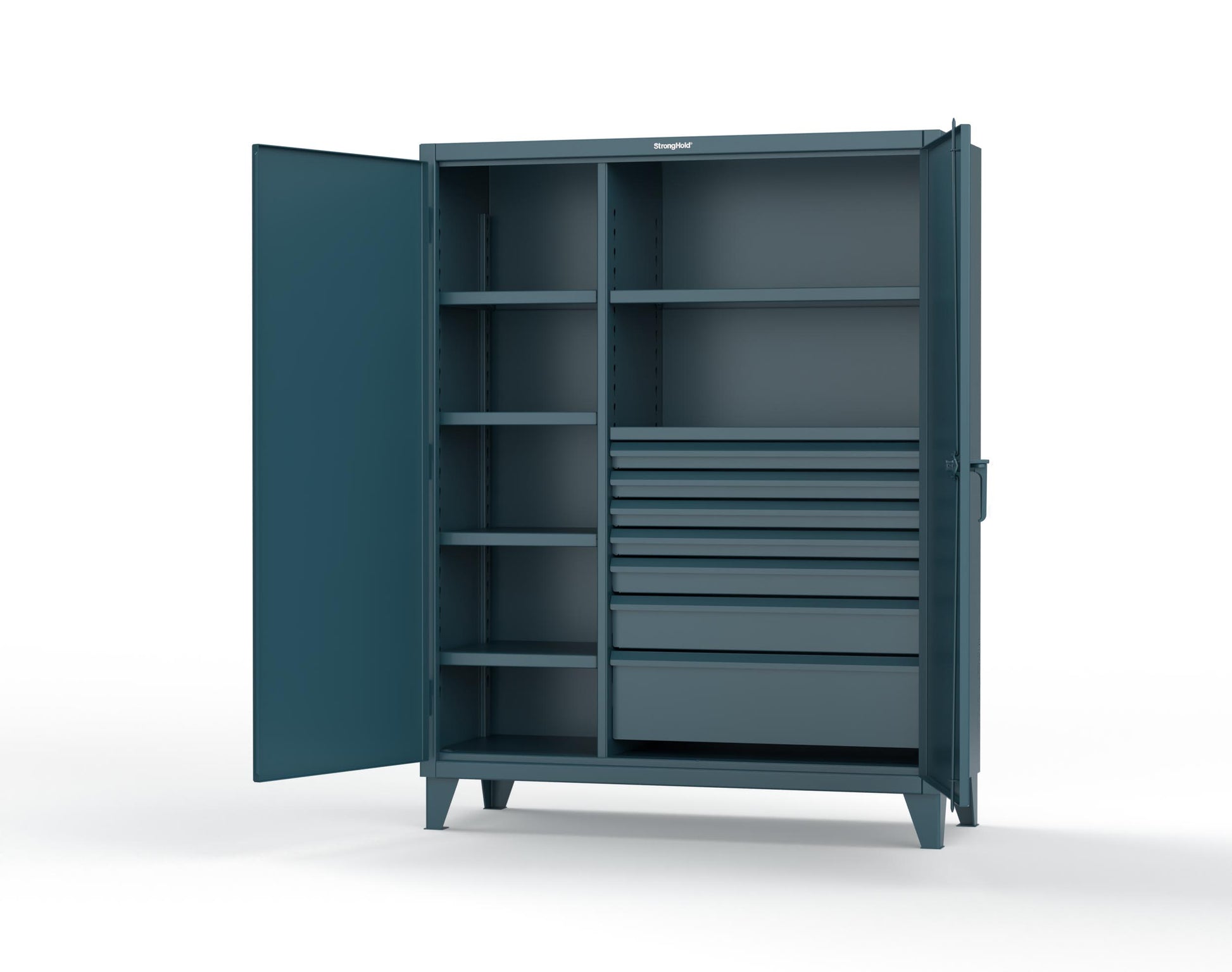 Extreme Duty 12 GA Cabinet with 7 Half-Width Drawers, 6 Shelves - 60 In. W x 24 In. D x 78 In. H - 56-246-7/5DB-5001