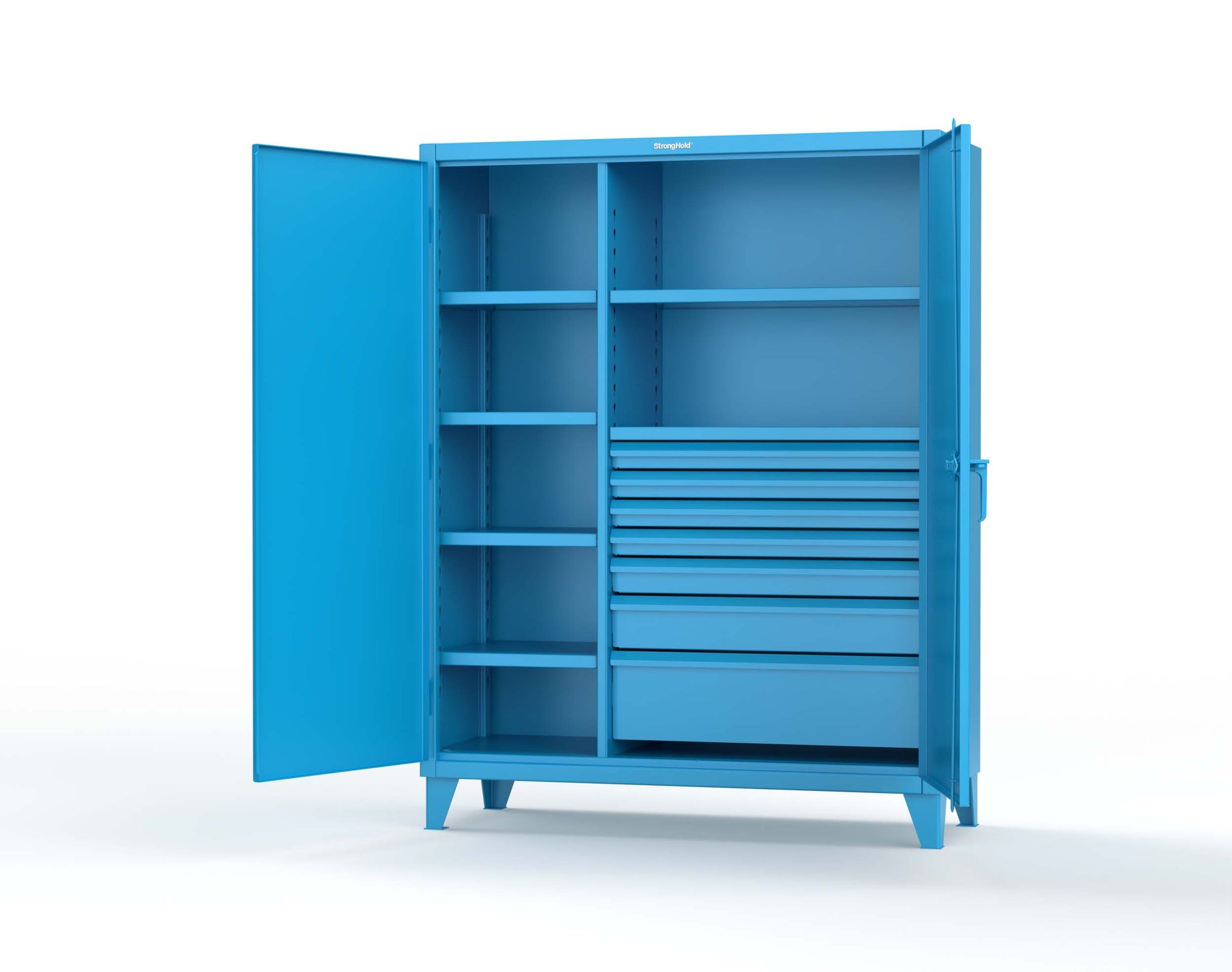 Extreme Duty 12 GA Cabinet with 7 Half-Width Drawers, 6 Shelves - 60 In. W x 24 In. D x 78 In. H - 56-246-7/5DB-5012