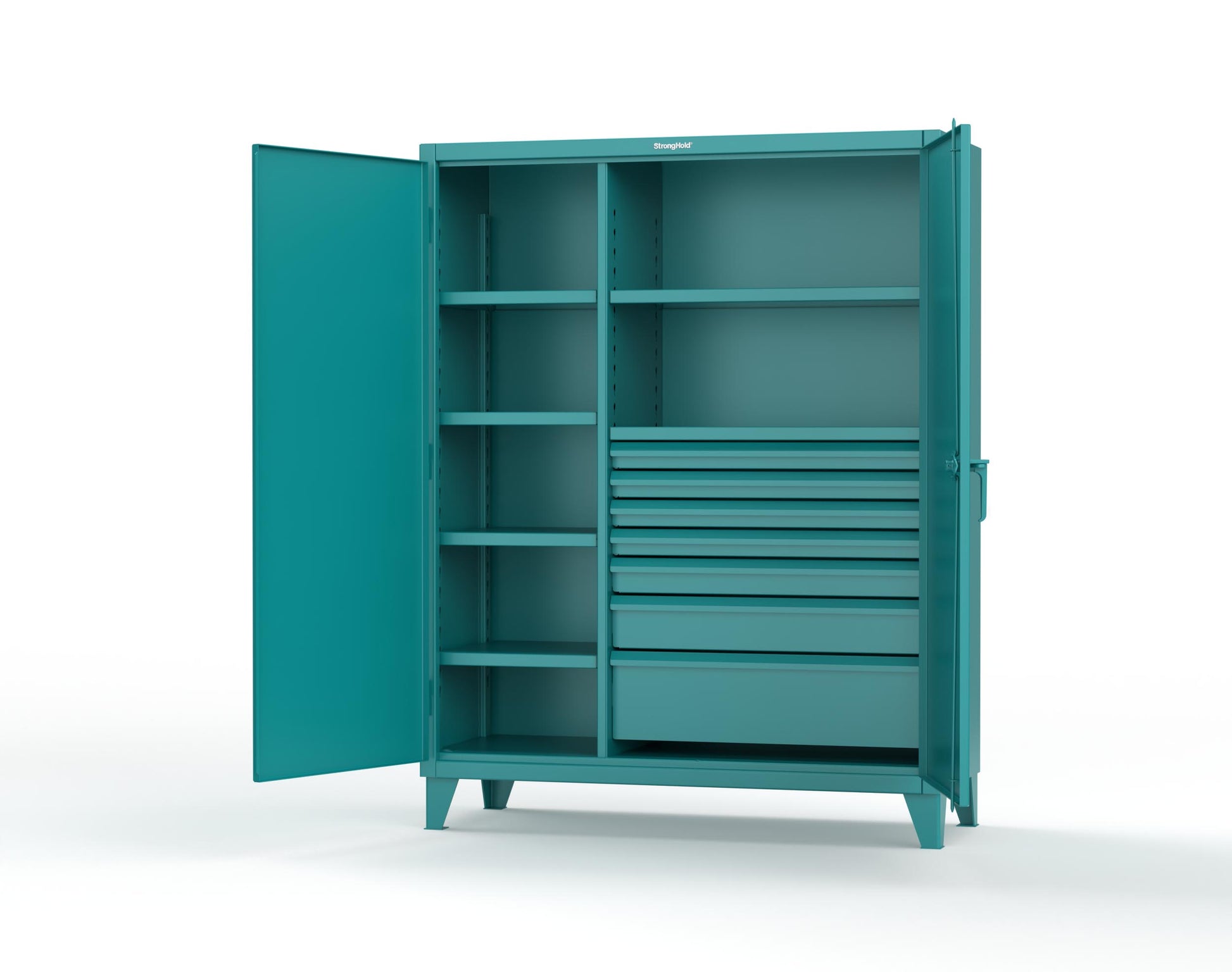 Extreme Duty 12 GA Cabinet with 7 Half-Width Drawers, 6 Shelves - 60 In. W x 24 In. D x 78 In. H - 56-246-7/5DB-5021