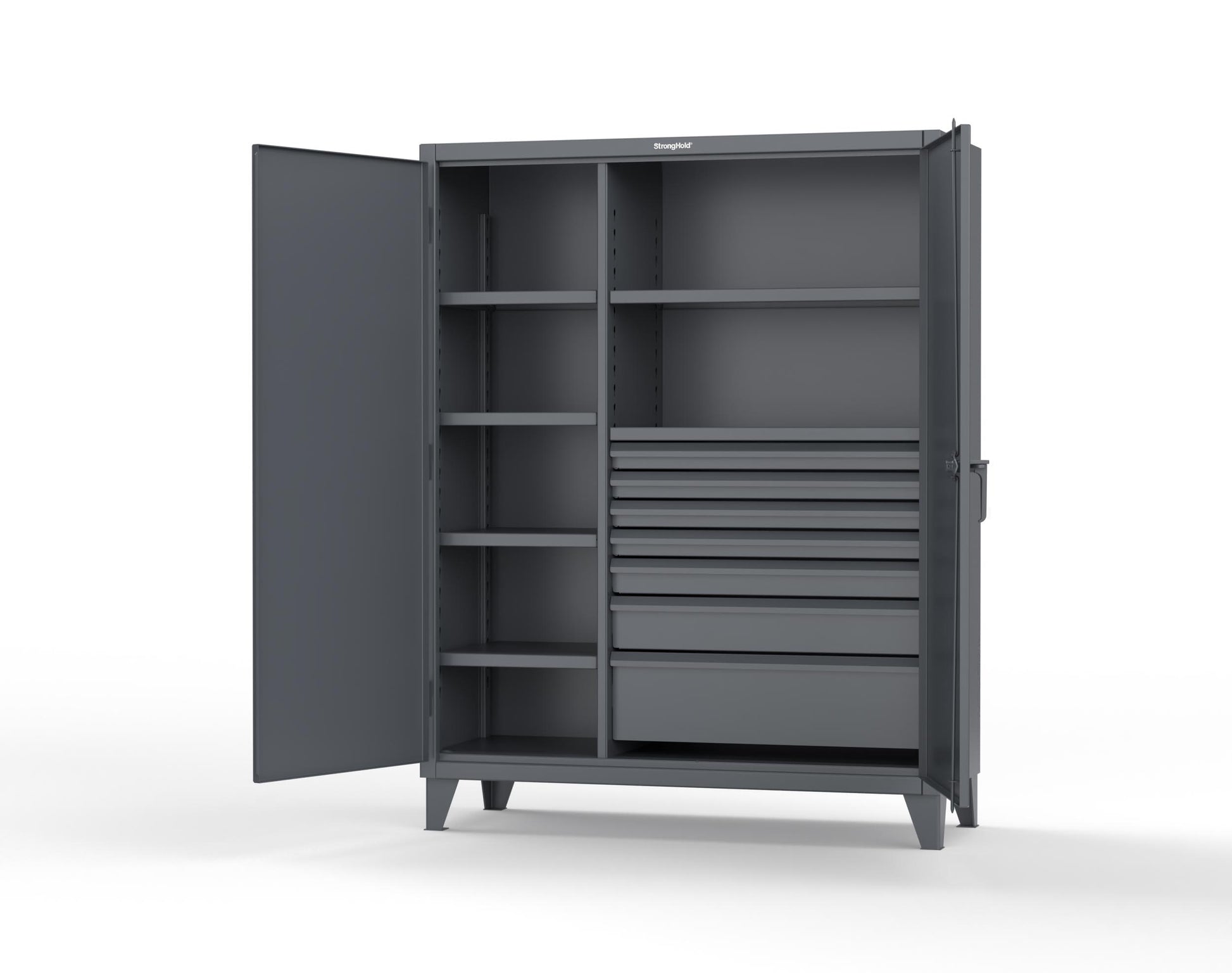 Extreme Duty 12 GA Cabinet with 7 Half-Width Drawers, 6 Shelves - 60 In. W x 24 In. D x 78 In. H - 56-246-7/5DB-7024