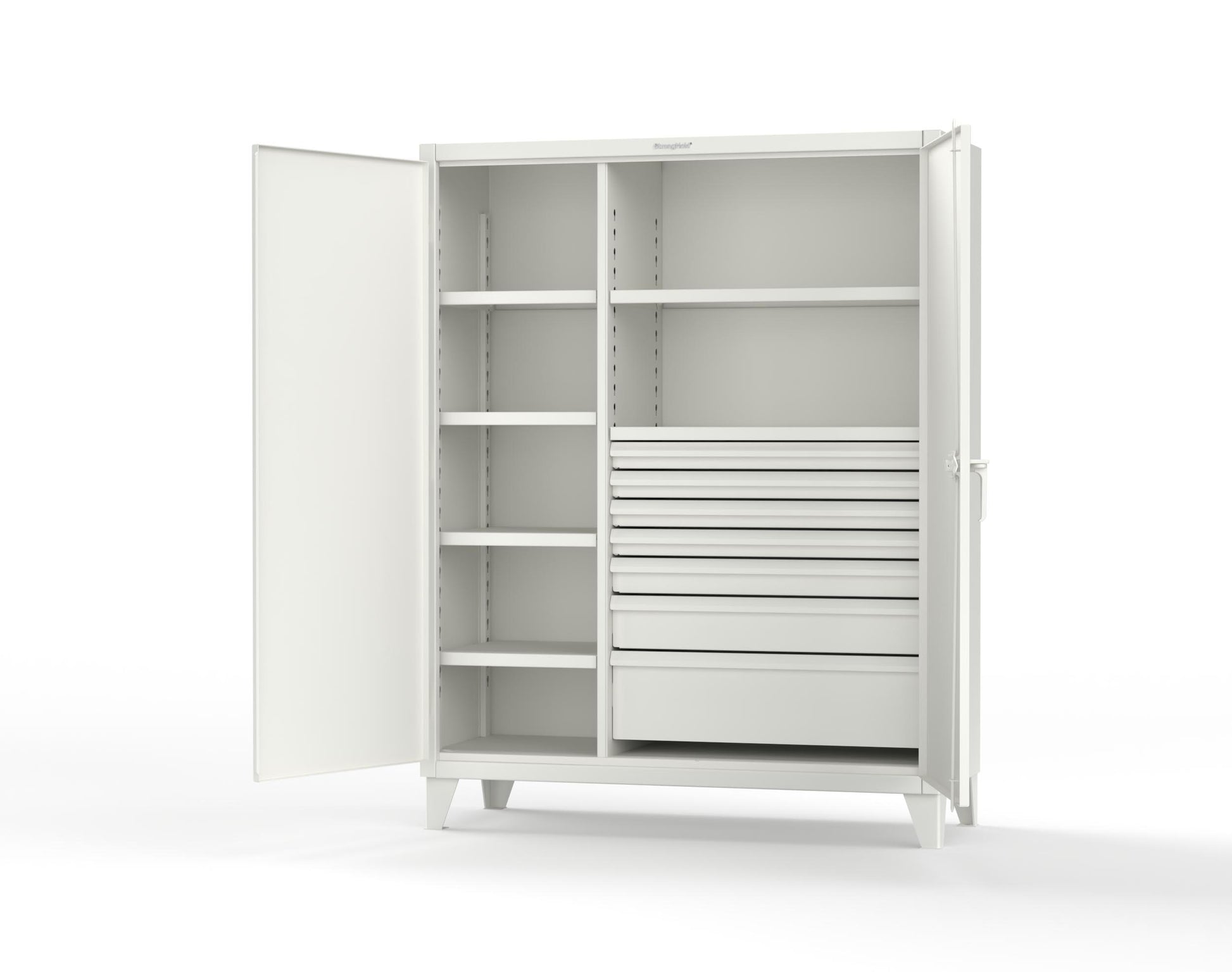 Extreme Duty 12 GA Cabinet with 7 Half-Width Drawers, 6 Shelves - 60 In. W x 24 In. D x 78 In. H - 56-246-7/5DB-9003