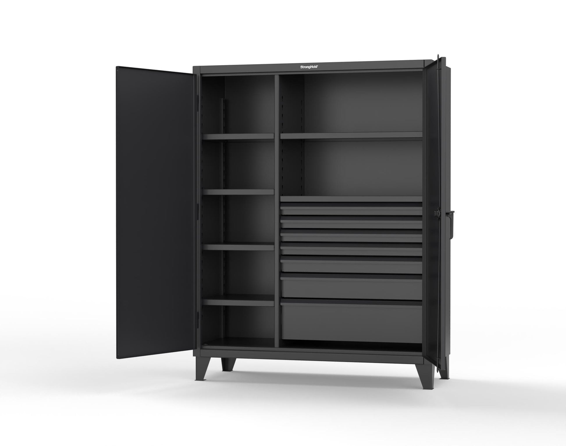 Extreme Duty 12 GA Cabinet with 7 Half-Width Drawers, 6 Shelves - 60 In. W x 24 In. D x 78 In. H - 56-246-7/5DB-9005