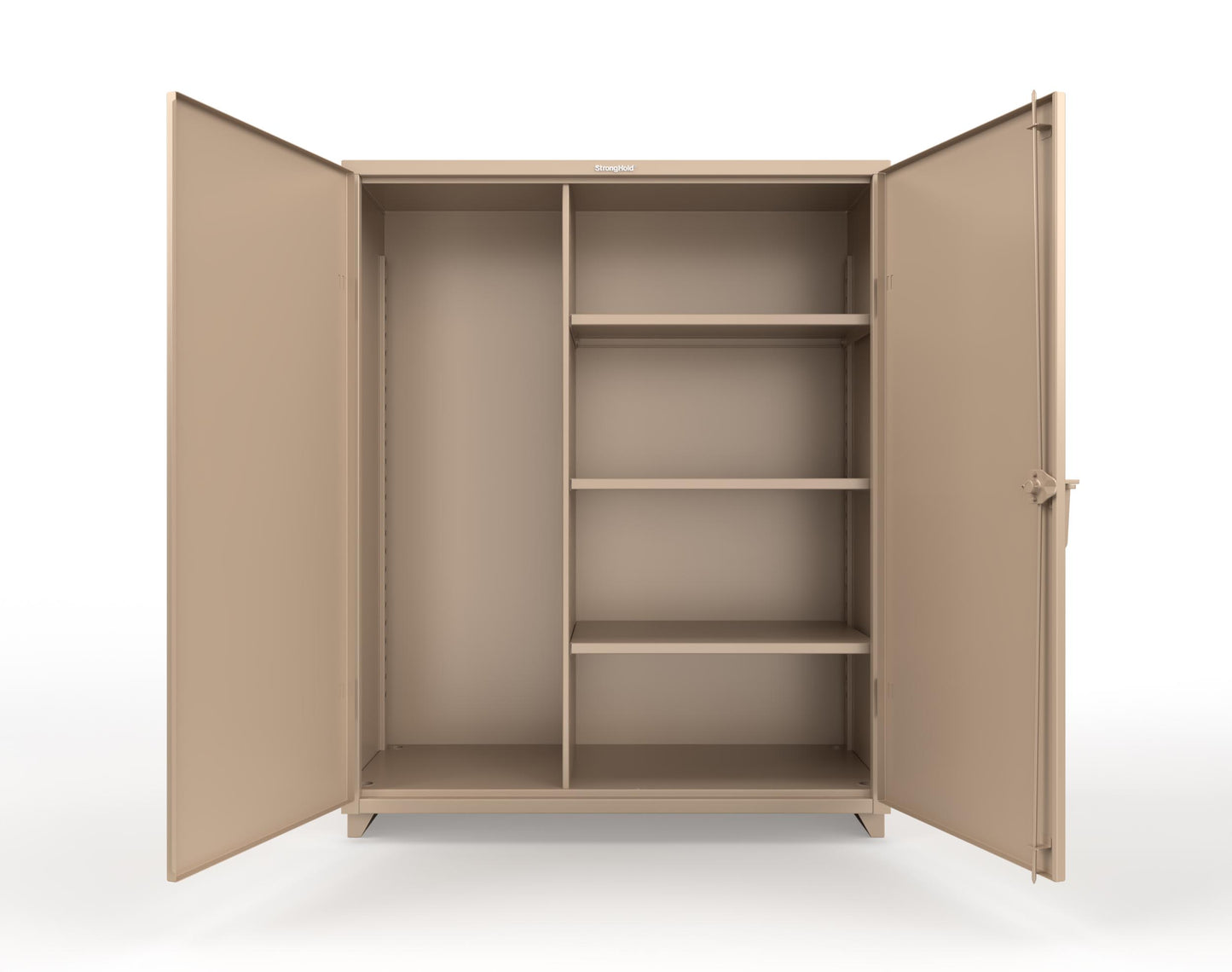 Extra Heavy Duty 14 GA Janitorial Cabinet with 3 Shelves - 60 In. W x 24 In. D x 75 In. H - 56-BC-243-L-1019
