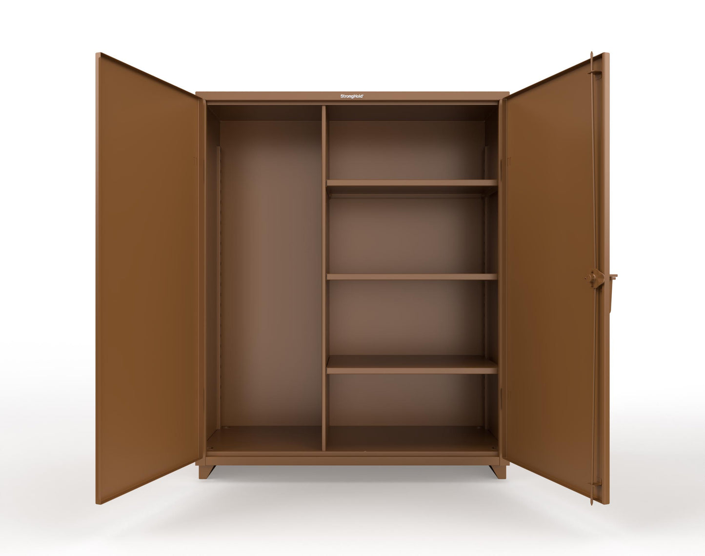 Extra Heavy Duty 14 GA Janitorial Cabinet with 3 Shelves - 60 In. W x 24 In. D x 75 In. H - 56-BC-243-L-8008