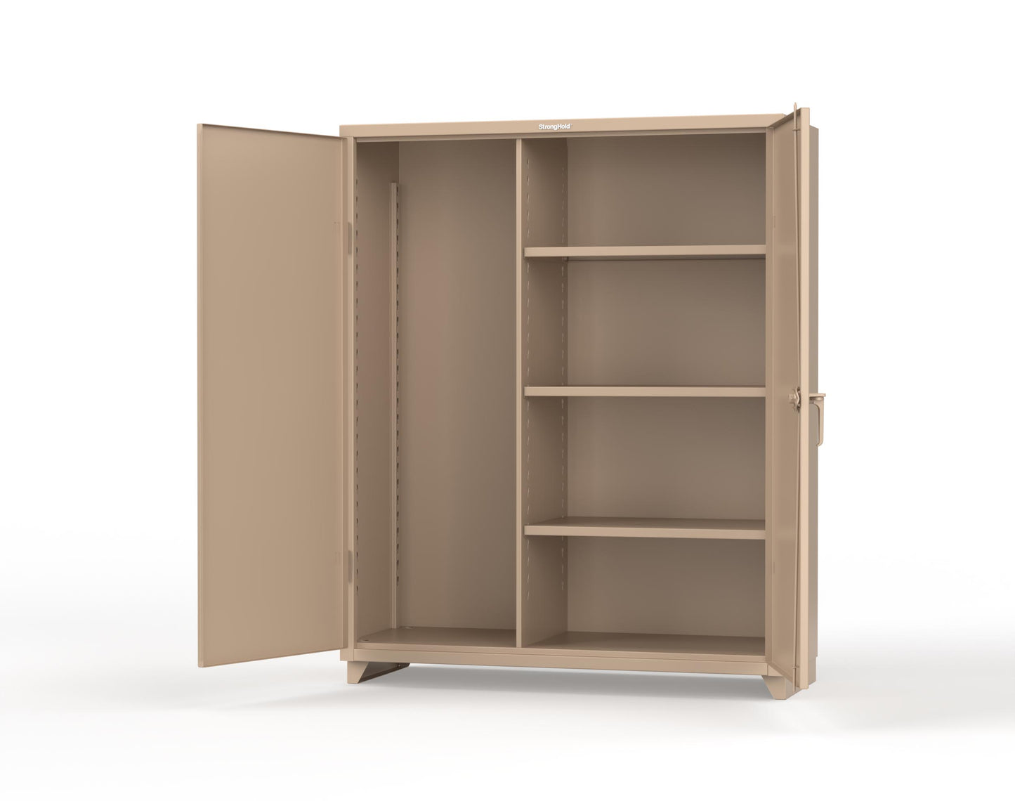 Extra Heavy Duty 14 GA Janitorial Cabinet with 3 Shelves - 60 In. W x 24 In. D x 75 In. H - 56-BC-243-L-1019