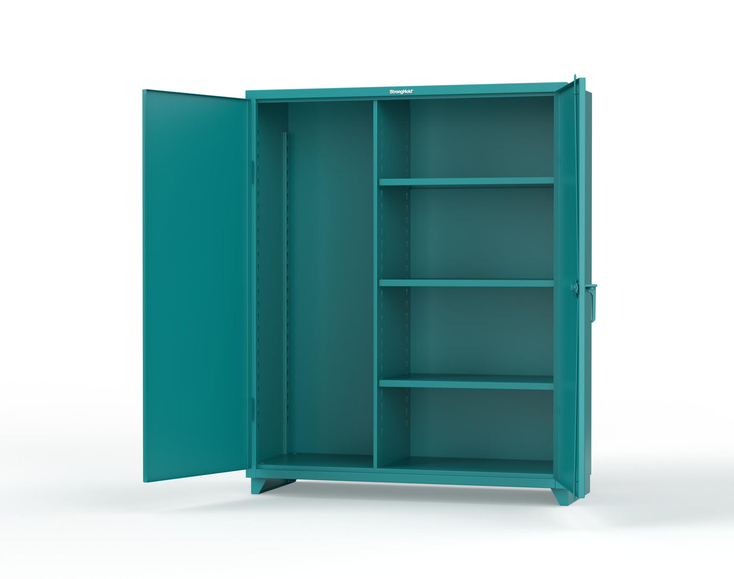 Extra Heavy Duty 14 GA Janitorial Cabinet with 3 Shelves - 60 In. W x 24 In. D x 75 In. H - 56-BC-243-L-5021