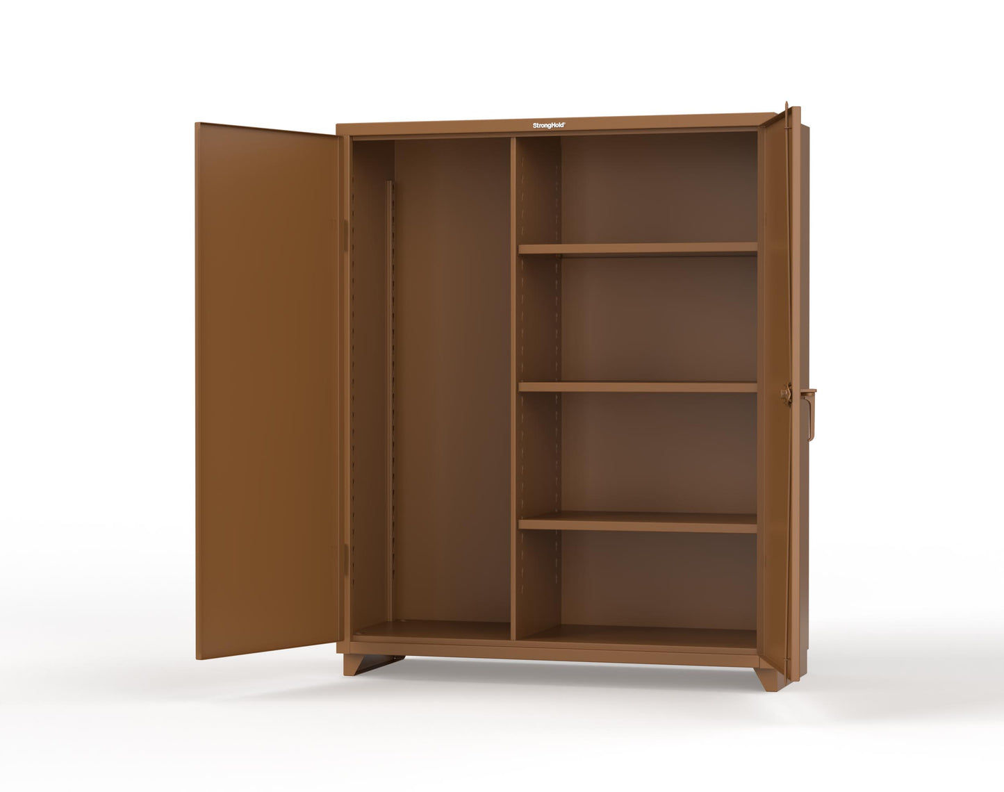 Extra Heavy Duty 14 GA Janitorial Cabinet with 3 Shelves - 60 In. W x 24 In. D x 75 In. H - 56-BC-243-L-8008