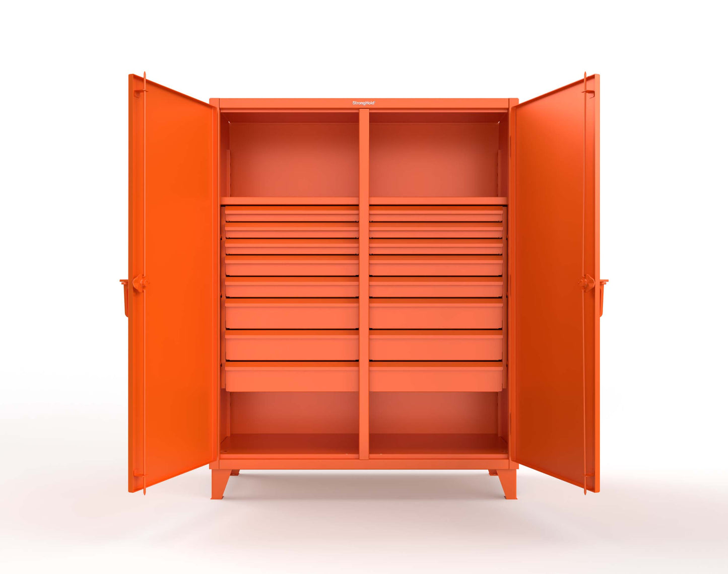 Extreme Duty 12 GA Double Shift Cabinet with 16 Drawers, 2 Shelves - 60 In. W x 24 In. D x 78 In. H - 56-DS-242-16DB-2009