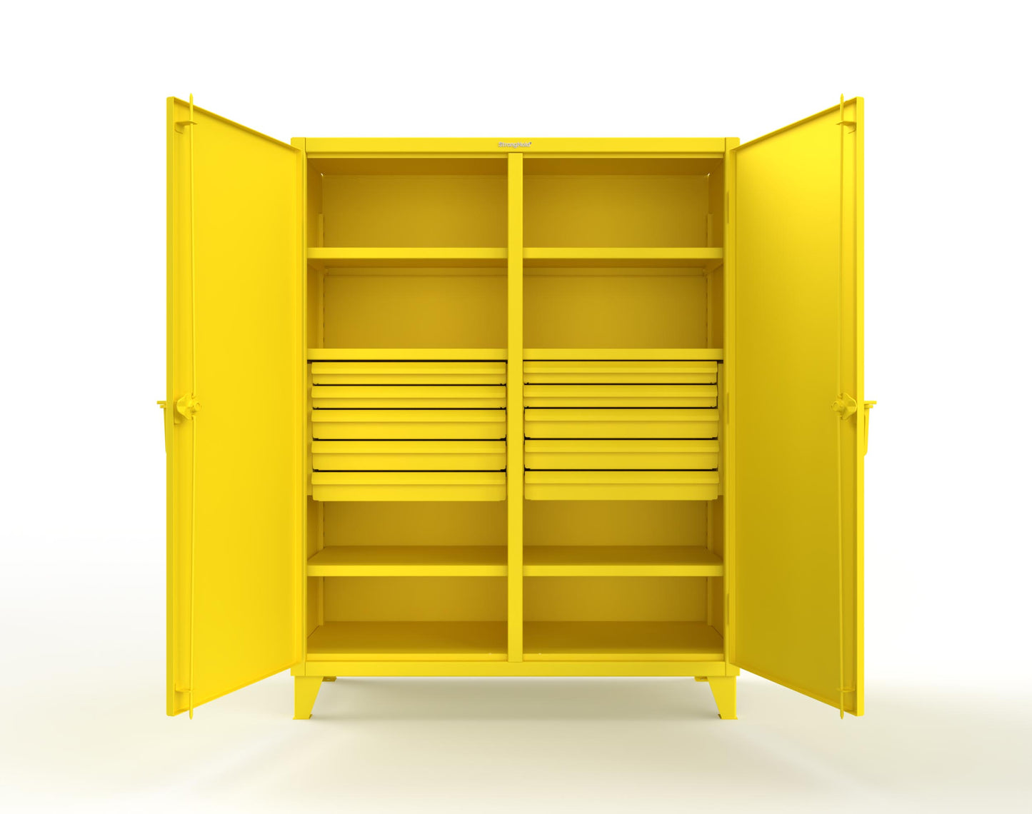Extreme Duty 12 GA Double Shift Cabinet with 10 Drawers, 6 Shelves - 60 In. W x 24 In. D x 78 In. H - 56-DS-246-10DB-1021