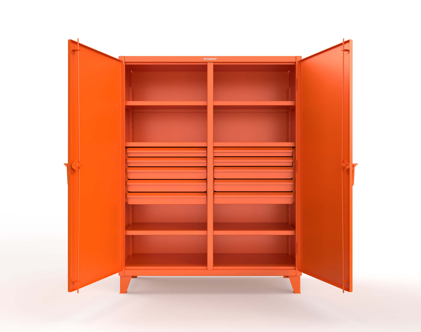 Extreme Duty 12 GA Double Shift Cabinet with 10 Drawers, 6 Shelves - 60 In. W x 24 In. D x 78 In. H - 56-DS-246-10DB-2009