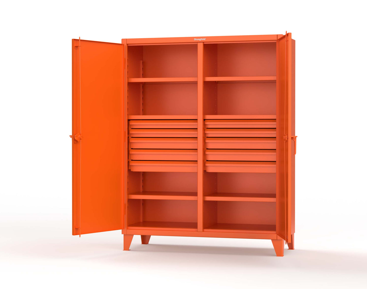 Extreme Duty 12 GA Double Shift Cabinet with 10 Drawers, 6 Shelves - 60 In. W x 24 In. D x 78 In. H - 56-DS-246-10DB-2009