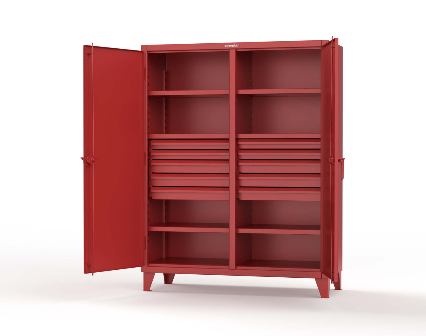 Extreme Duty 12 GA Double Shift Cabinet with 10 Drawers, 6 Shelves - 60 In. W x 24 In. D x 78 In. H - 56-DS-246-10DB-3001