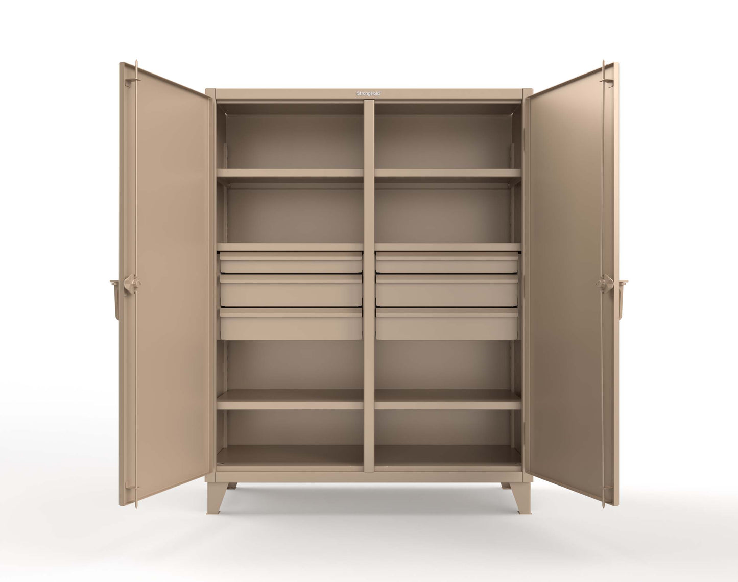 Extreme Duty 12 GA Double Shift Cabinet with 6 Drawers, 6 Shelves - 60 In. W x 24 In. D x 78 In. H - 56-DS-246-6DB-1019